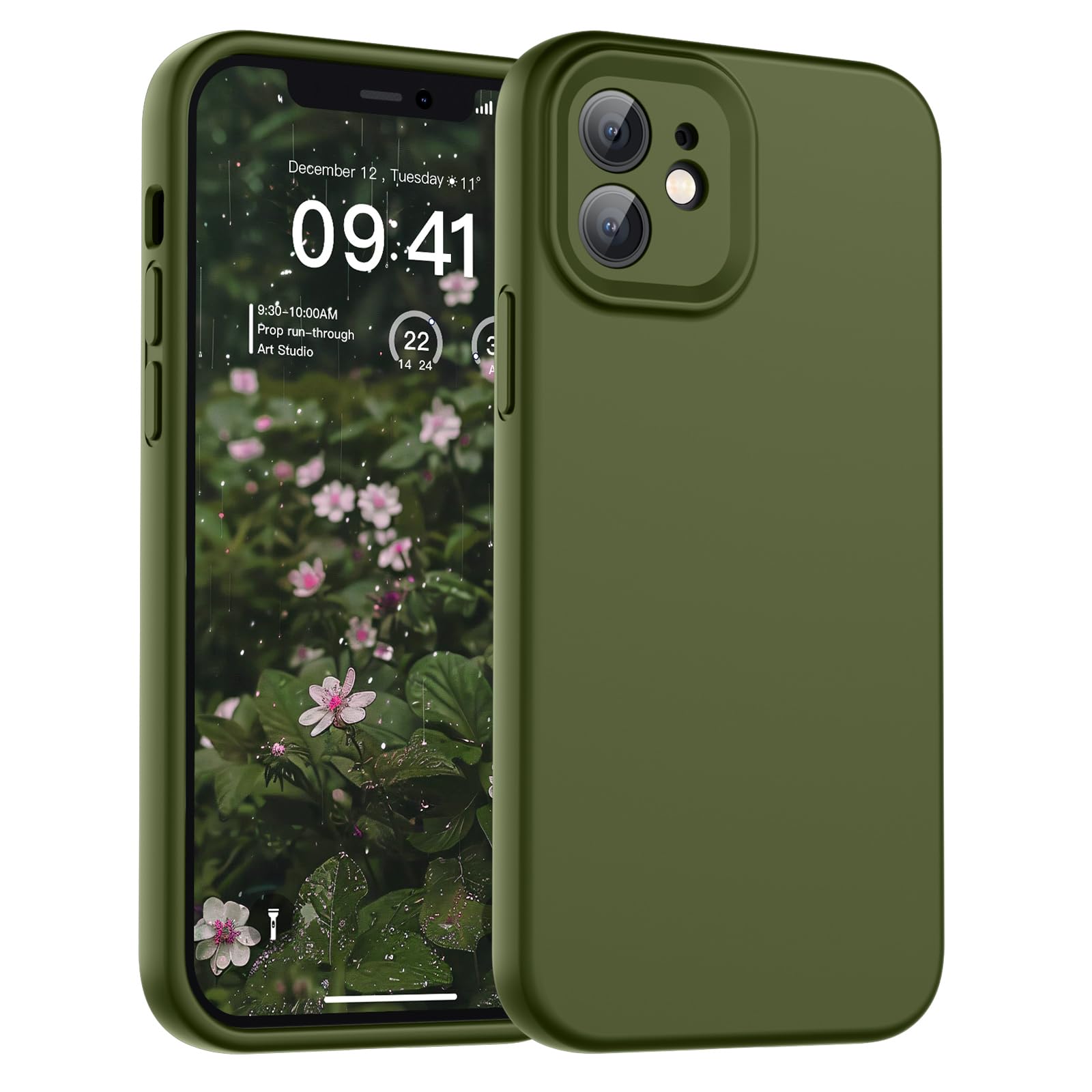 SUPFINE Designed for iPhone 12 Case,Premium Liquid Silicone with [Soft Anti-Scratch Microfiber Lining][Upgraded Camera Protection] Slim Shockproof Protective Phone Case for Men Women Girls,Black