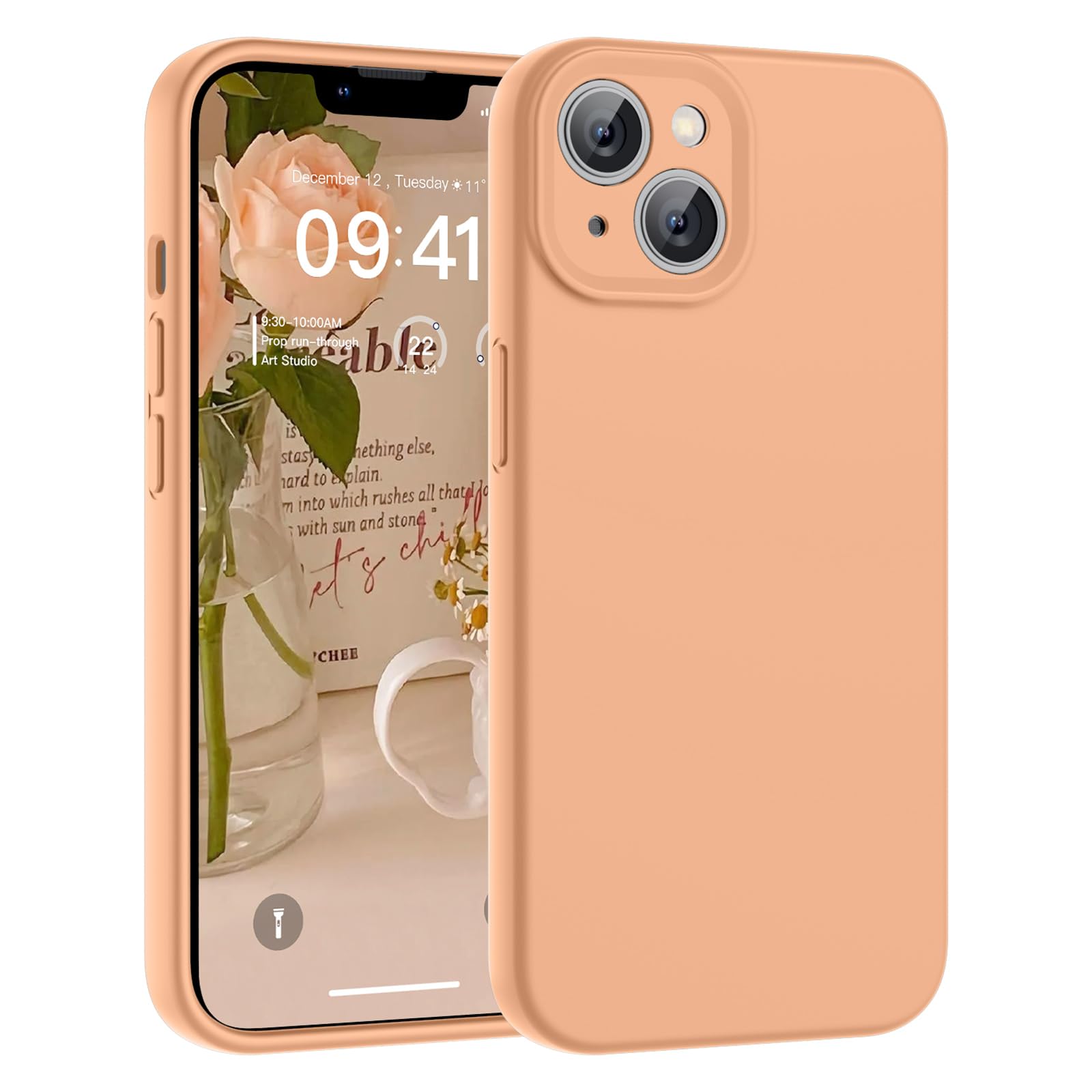 SUPFINE Designed for iPhone 12 Case,Premium Liquid Silicone with [Soft Anti-Scratch Microfiber Lining][Upgraded Camera Protection] Slim Shockproof Protective Phone Case for Men Women Girls,Black