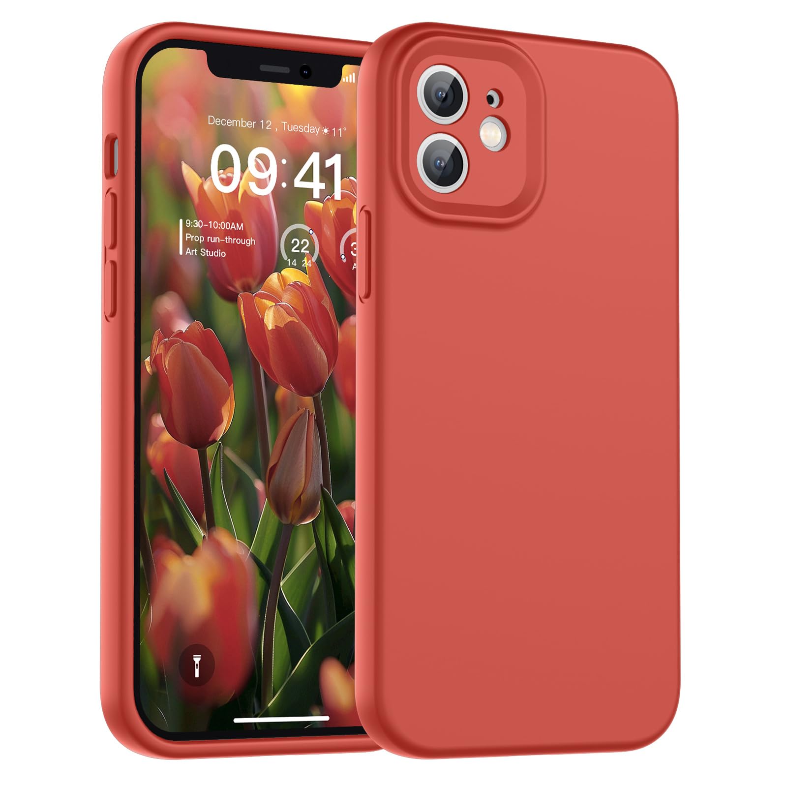 SUPFINE Designed for iPhone 12 Case,Premium Liquid Silicone with [Soft Anti-Scratch Microfiber Lining][Upgraded Camera Protection] Slim Shockproof Protective Phone Case for Men Women Girls,Black