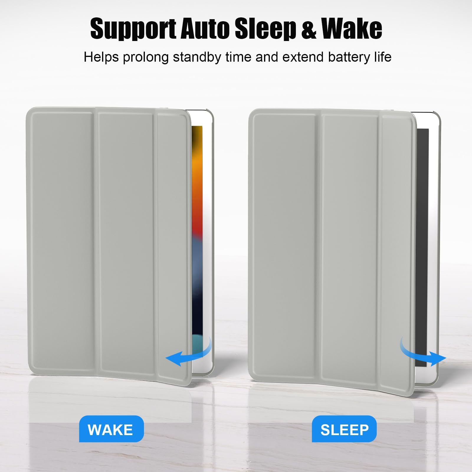 SUPFINE for 10.2 Inch iPad 9th Generation Case 2021, with [ Glass Screen Protector ]/ iPad 8th/7th Generation Case 2020/2019, Slim Stand Translucent Back Shell Cover, Black