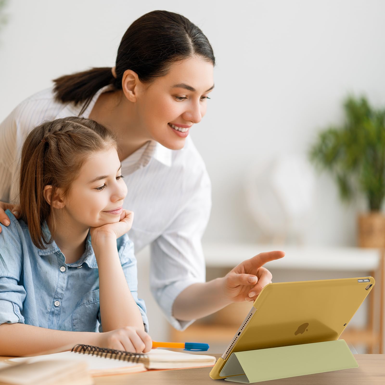 SUPFINE for 10.2 Inch iPad 9th Generation Case 2021, with [ Glass Screen Protector ]/ iPad 8th/7th Generation Case 2020/2019, Slim Stand Translucent Back Shell Cover, Black