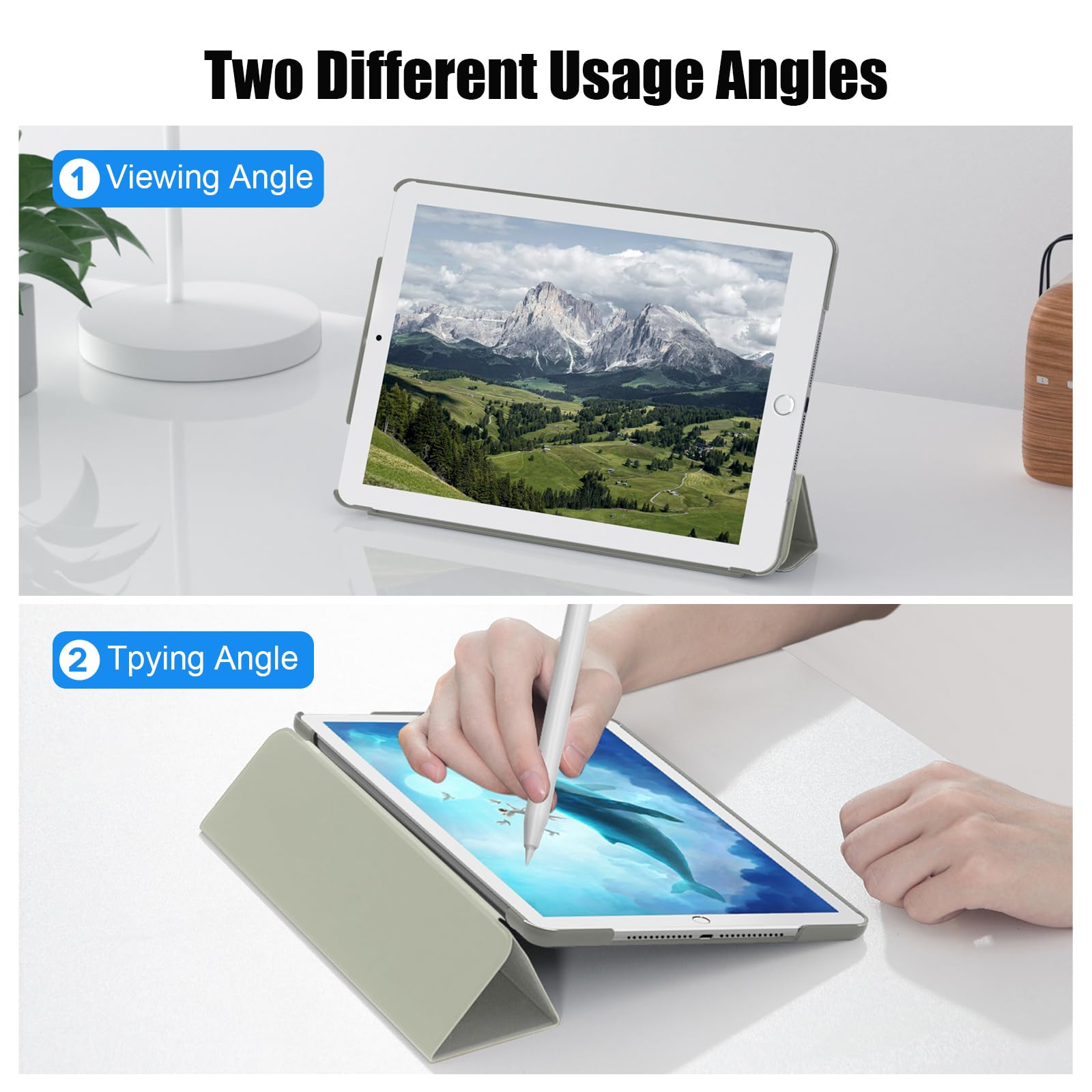 SUPFINE for 10.2 Inch iPad 9th Generation Case 2021, with [ Glass Screen Protector ]/ iPad 8th/7th Generation Case 2020/2019, Slim Stand Translucent Back Shell Cover, Black