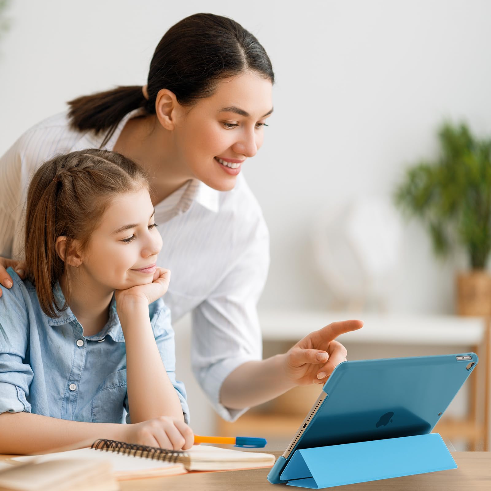 SUPFINE for 10.2 Inch iPad 9th Generation Case 2021, with [ Glass Screen Protector ]/ iPad 8th/7th Generation Case 2020/2019, Slim Stand Translucent Back Shell Cover, Black