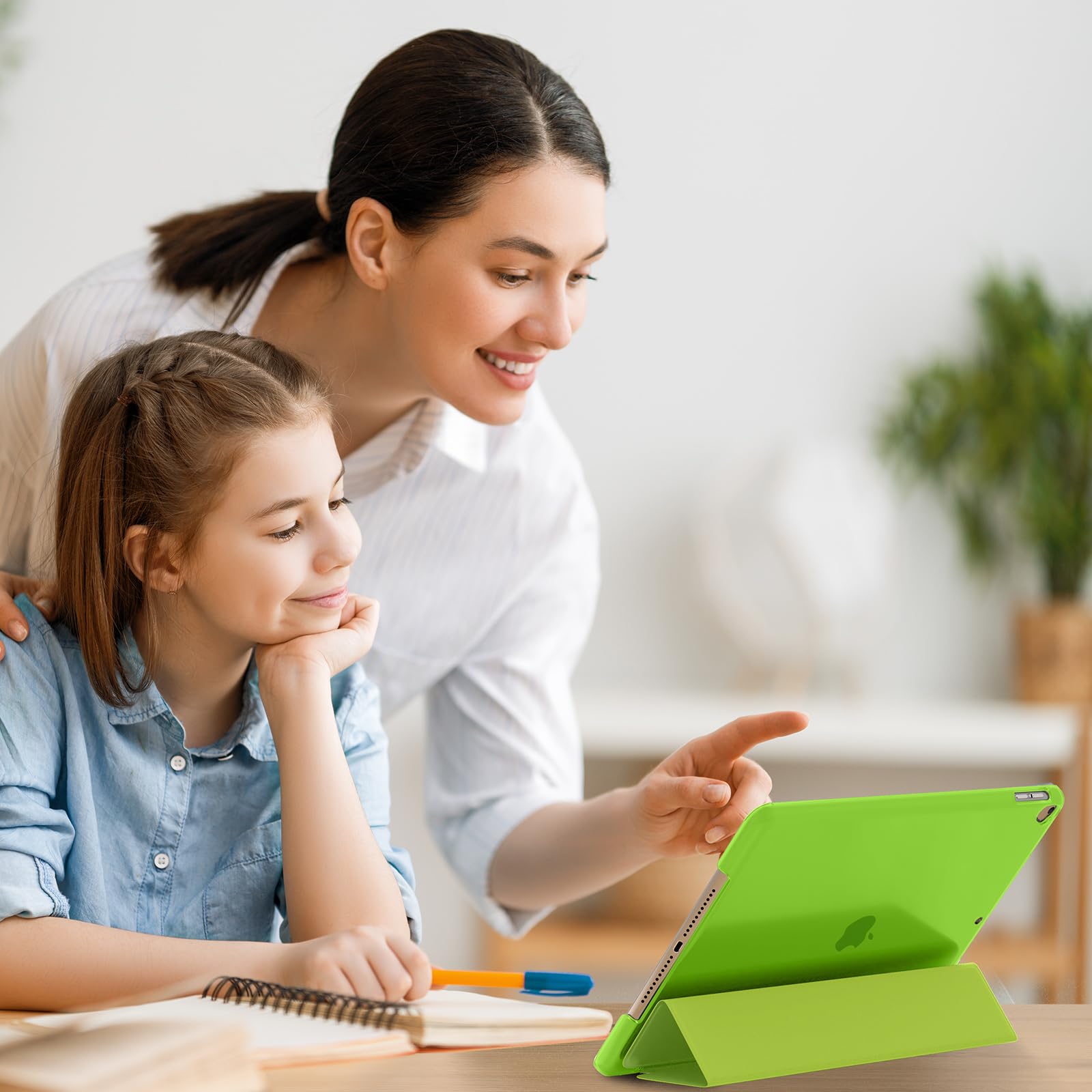 SUPFINE for 10.2 Inch iPad 9th Generation Case 2021, with [ Glass Screen Protector ]/ iPad 8th/7th Generation Case 2020/2019, Slim Stand Translucent Back Shell Cover, Black