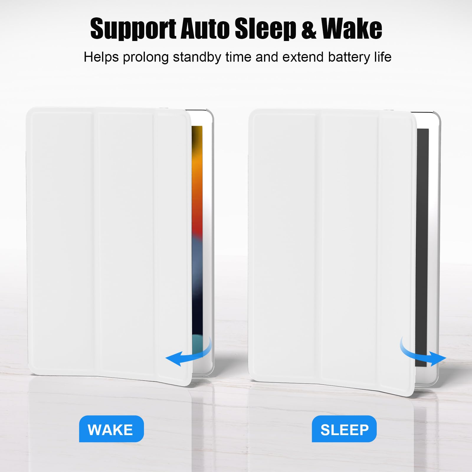 SUPFINE for 10.2 Inch iPad 9th Generation Case 2021, with [ Glass Screen Protector ]/ iPad 8th/7th Generation Case 2020/2019, Slim Stand Translucent Back Shell Cover, Black