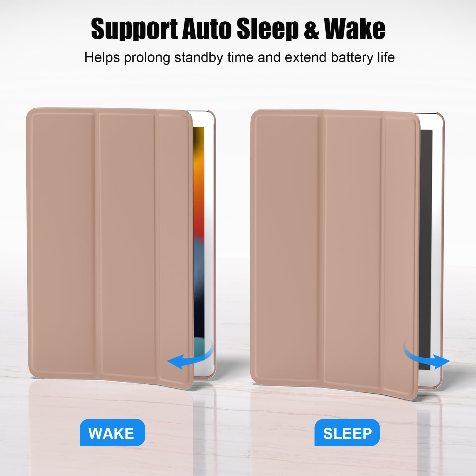 SUPFINE for 10.2 Inch iPad 9th Generation Case 2021, with [ Glass Screen Protector ]/ iPad 8th/7th Generation Case 2020/2019, Slim Stand Translucent Back Shell Cover, Black