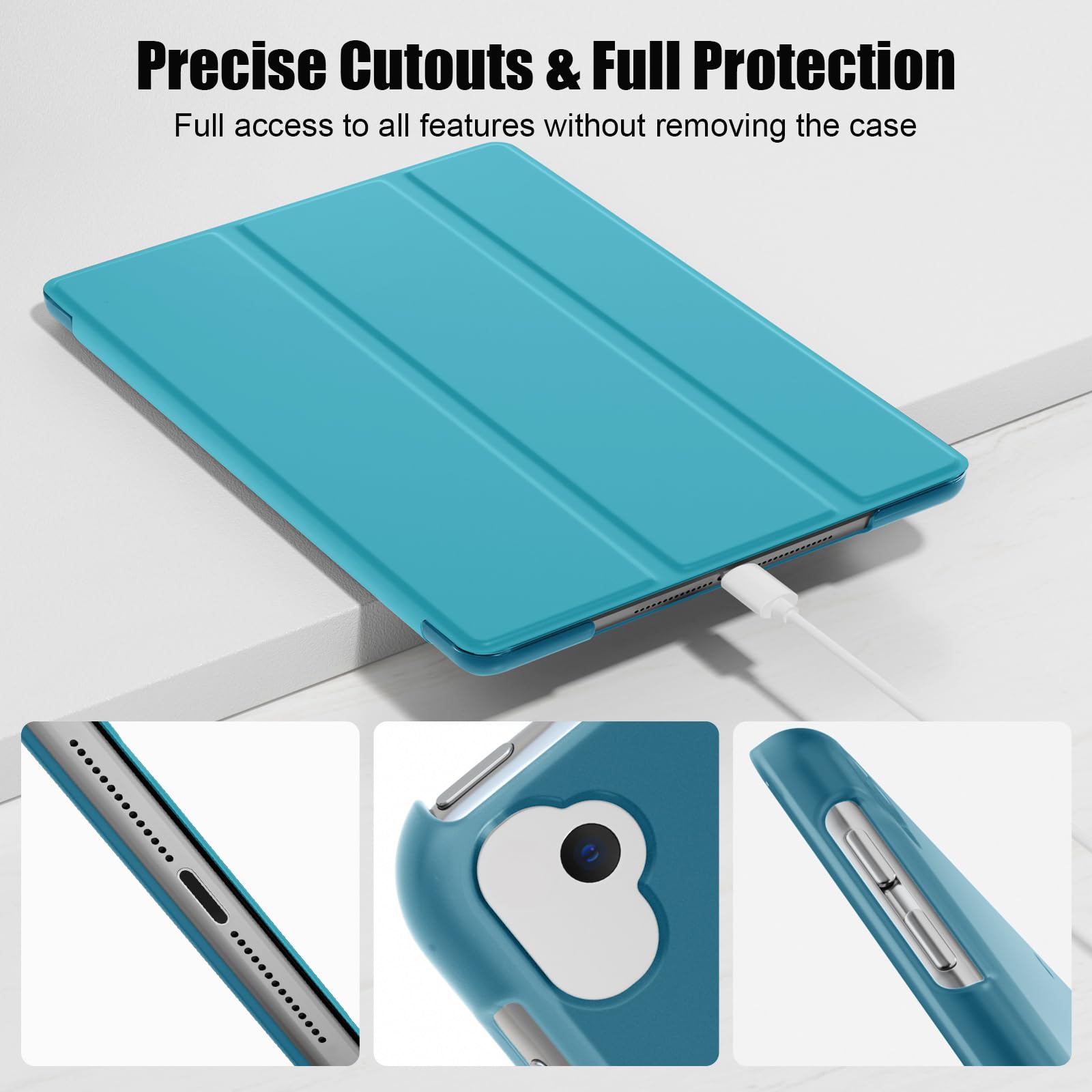 SUPFINE for 10.2 Inch iPad 9th Generation Case 2021, with [ Glass Screen Protector ]/ iPad 8th/7th Generation Case 2020/2019, Slim Stand Translucent Back Shell Cover, Black