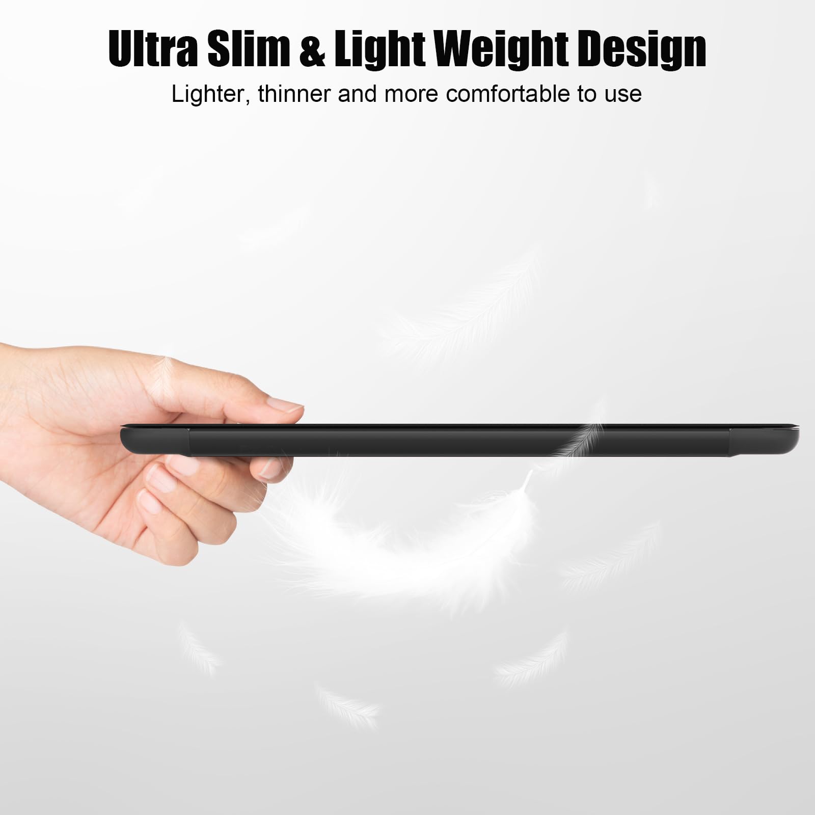 SUPFINE for 10.2 Inch iPad 9th Generation Case 2021, with [ Glass Screen Protector ]/ iPad 8th/7th Generation Case 2020/2019, Slim Stand Translucent Back Shell Cover, Black