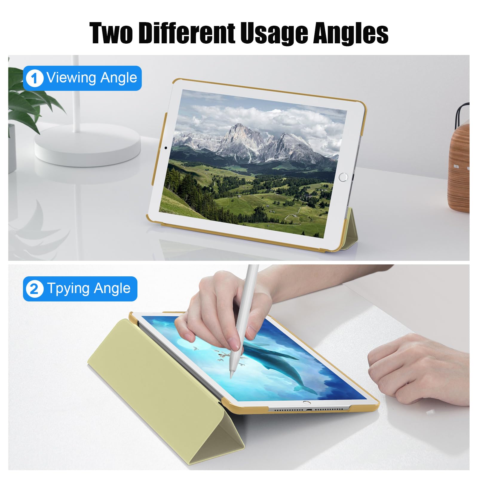 SUPFINE for 10.2 Inch iPad 9th Generation Case 2021, with [ Glass Screen Protector ]/ iPad 8th/7th Generation Case 2020/2019, Slim Stand Translucent Back Shell Cover, Black