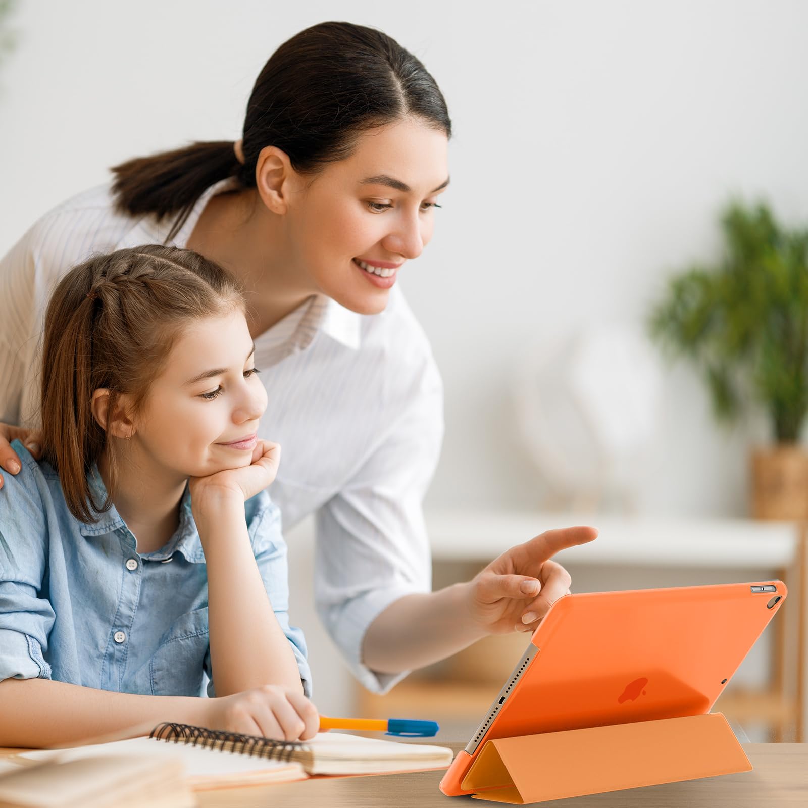 SUPFINE for 10.2 Inch iPad 9th Generation Case 2021, with [ Glass Screen Protector ]/ iPad 8th/7th Generation Case 2020/2019, Slim Stand Translucent Back Shell Cover, Black