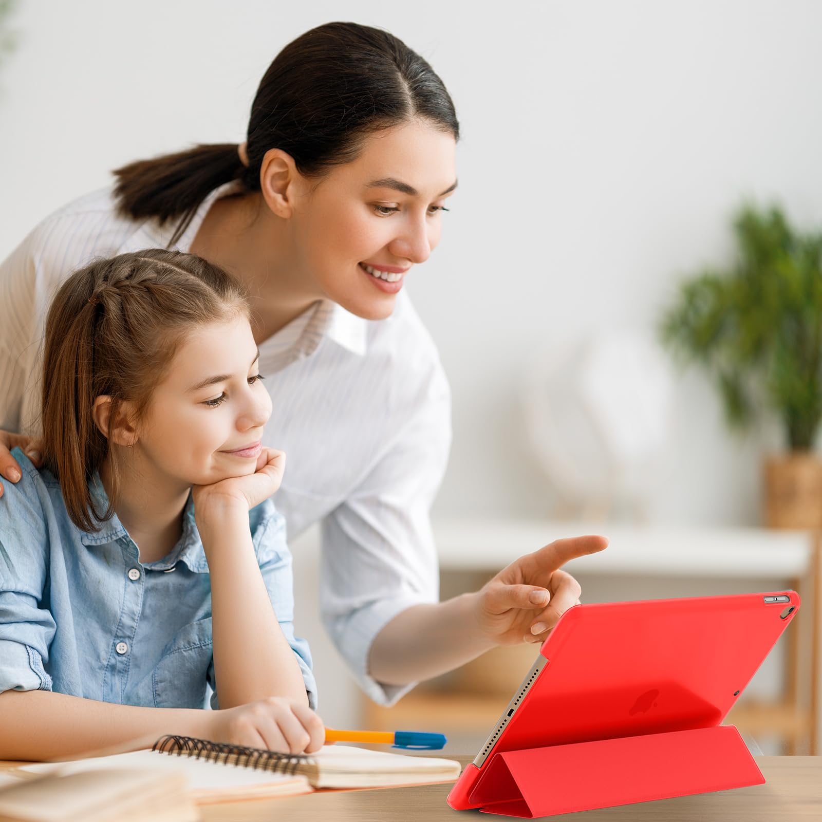 SUPFINE for 10.2 Inch iPad 9th Generation Case 2021, with [ Glass Screen Protector ]/ iPad 8th/7th Generation Case 2020/2019, Slim Stand Translucent Back Shell Cover, Black