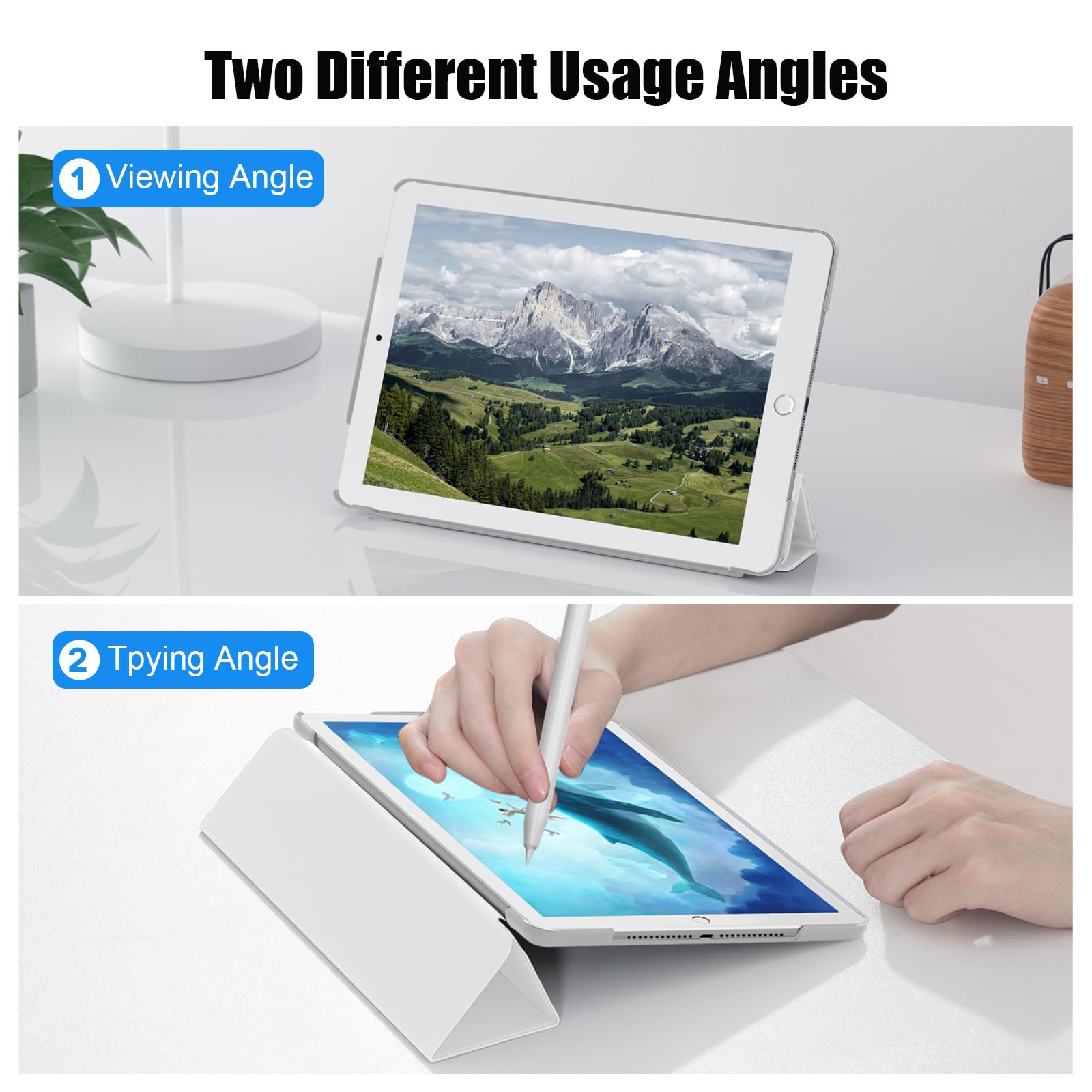 SUPFINE for 10.2 Inch iPad 9th Generation Case 2021, with [ Glass Screen Protector ]/ iPad 8th/7th Generation Case 2020/2019, Slim Stand Translucent Back Shell Cover, Black