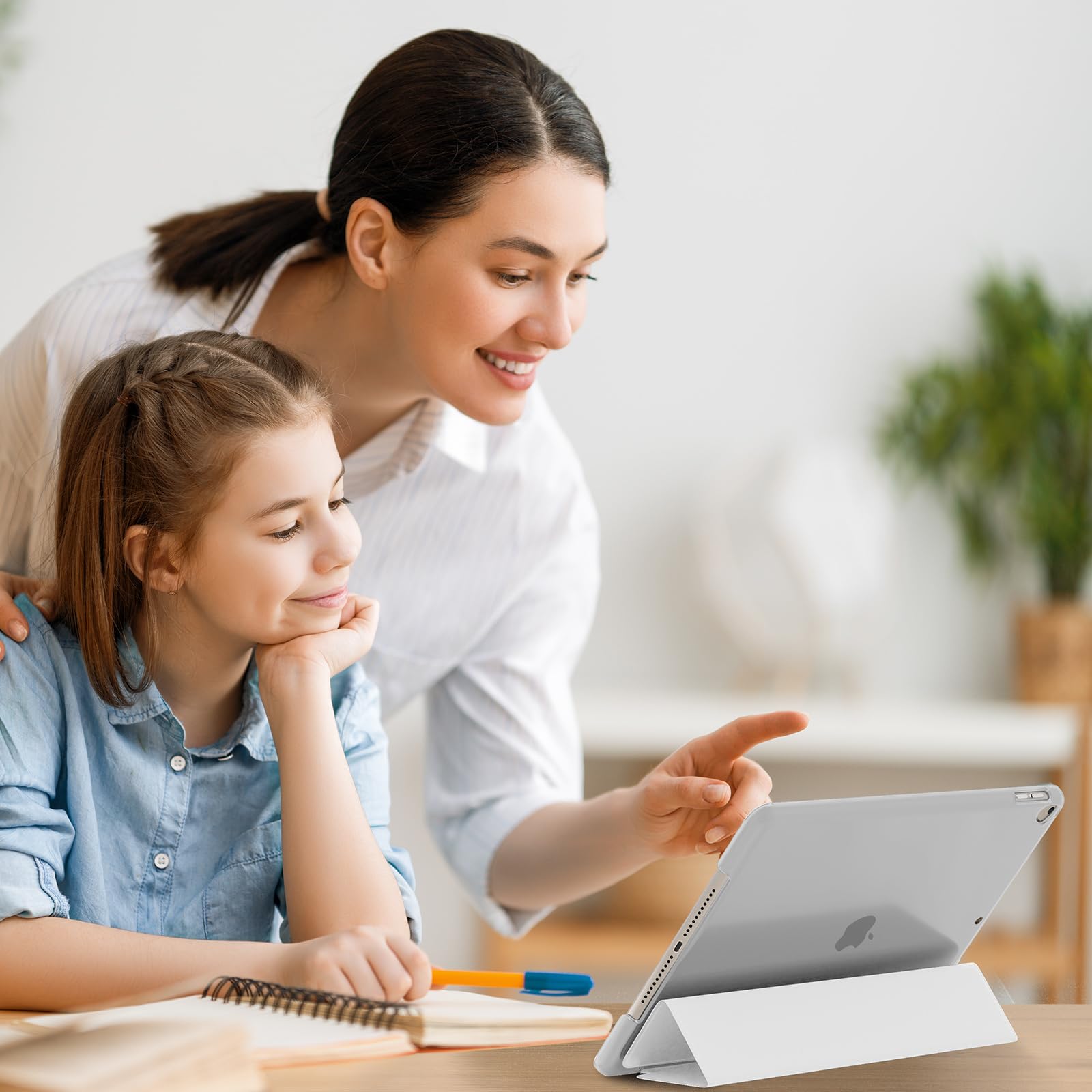 SUPFINE for 10.2 Inch iPad 9th Generation Case 2021, with [ Glass Screen Protector ]/ iPad 8th/7th Generation Case 2020/2019, Slim Stand Translucent Back Shell Cover, Black