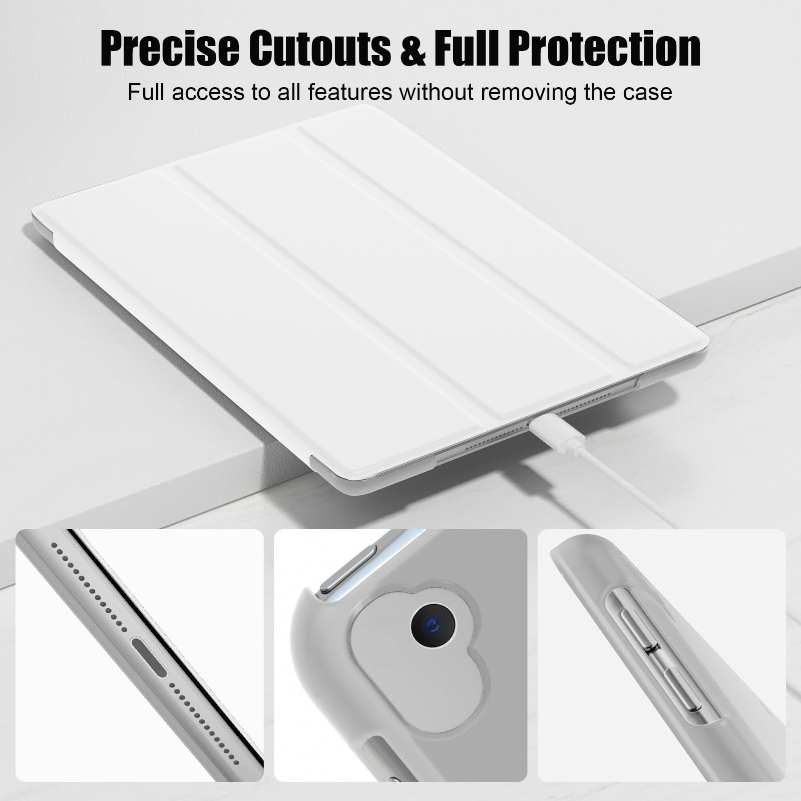 SUPFINE for 10.2 Inch iPad 9th Generation Case 2021, with [ Glass Screen Protector ]/ iPad 8th/7th Generation Case 2020/2019, Slim Stand Translucent Back Shell Cover, Black