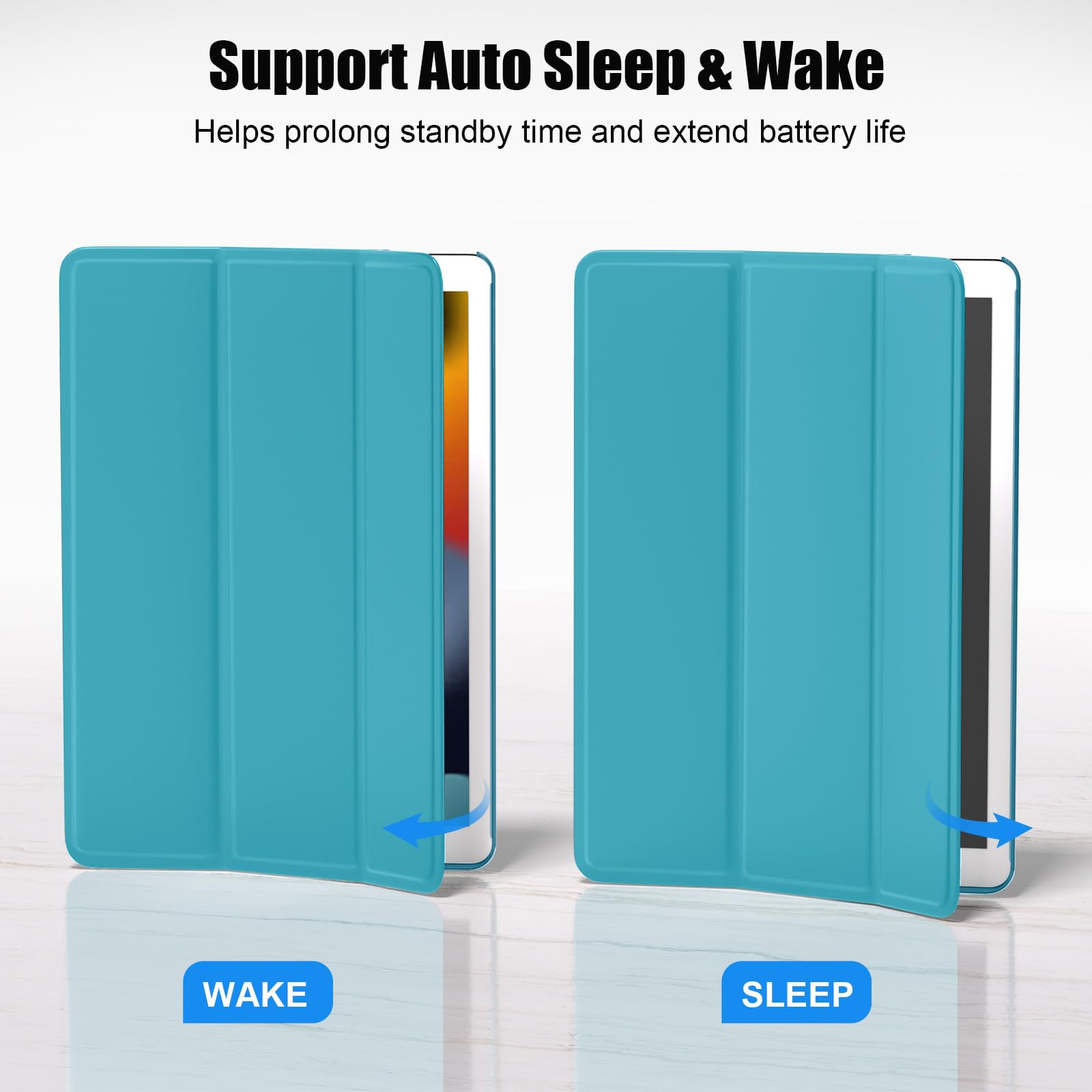 SUPFINE for 10.2 Inch iPad 9th Generation Case 2021, with [ Glass Screen Protector ]/ iPad 8th/7th Generation Case 2020/2019, Slim Stand Translucent Back Shell Cover, Black