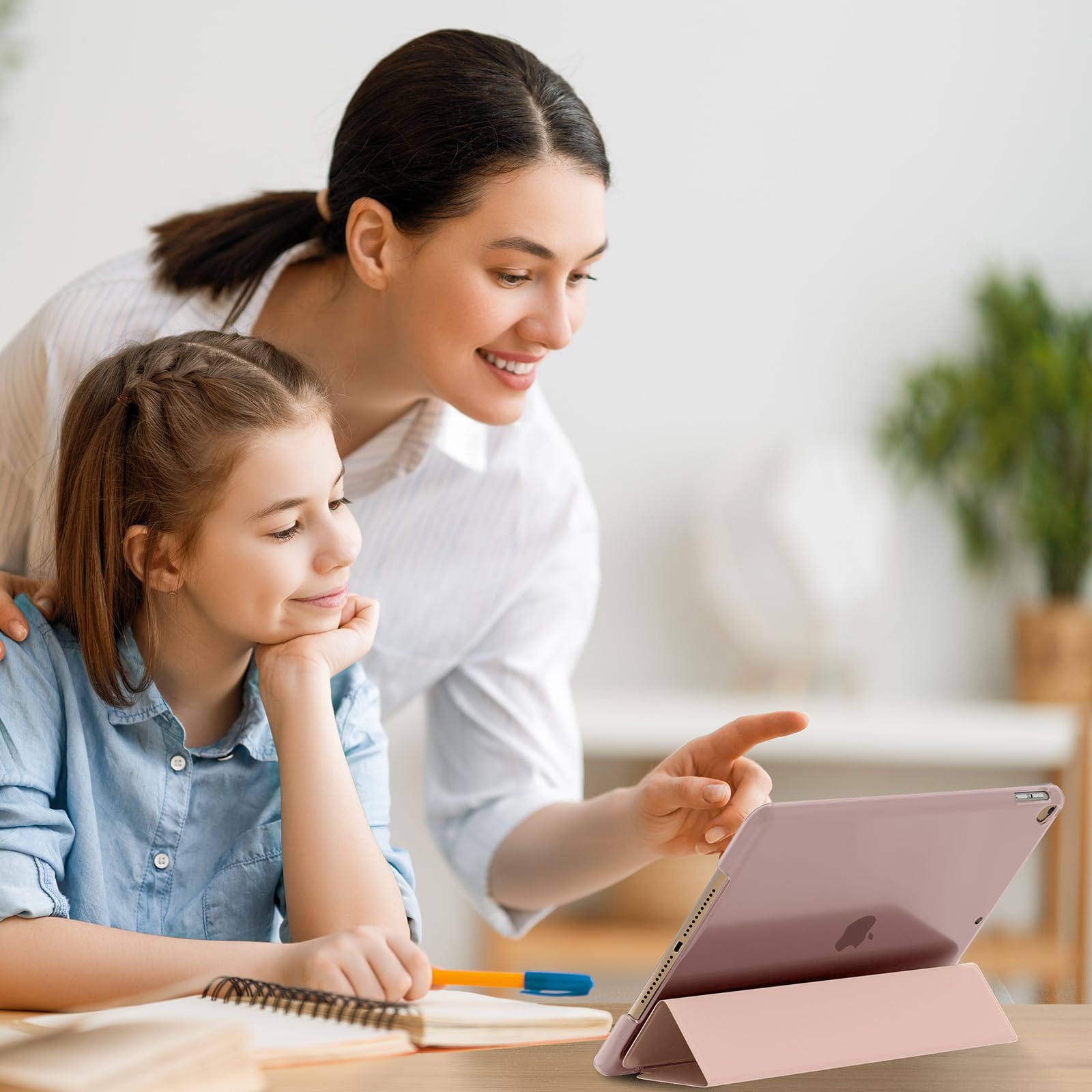 SUPFINE for 10.2 Inch iPad 9th Generation Case 2021, with [ Glass Screen Protector ]/ iPad 8th/7th Generation Case 2020/2019, Slim Stand Translucent Back Shell Cover, Black