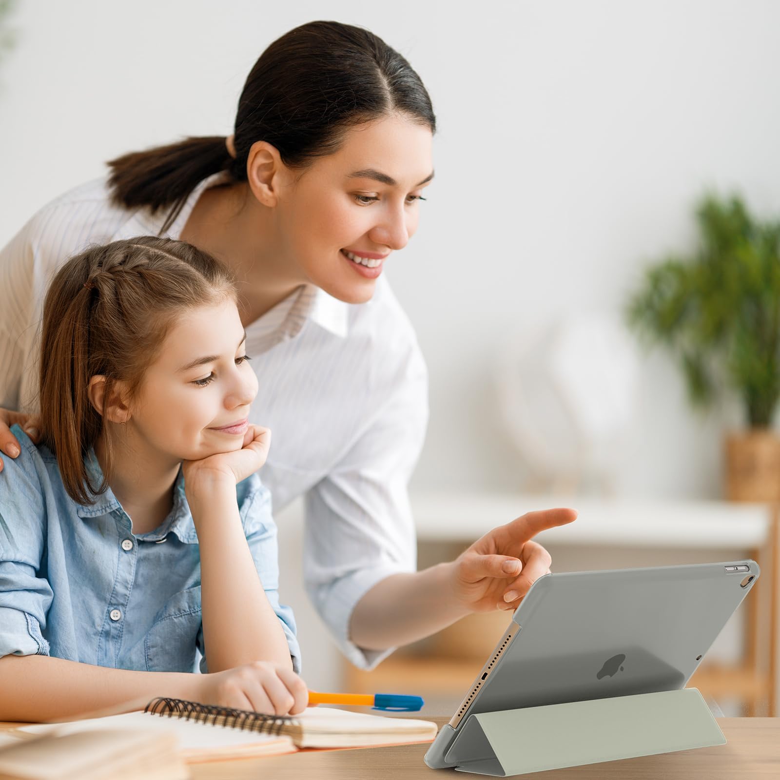 SUPFINE for 10.2 Inch iPad 9th Generation Case 2021, with [ Glass Screen Protector ]/ iPad 8th/7th Generation Case 2020/2019, Slim Stand Translucent Back Shell Cover, Black