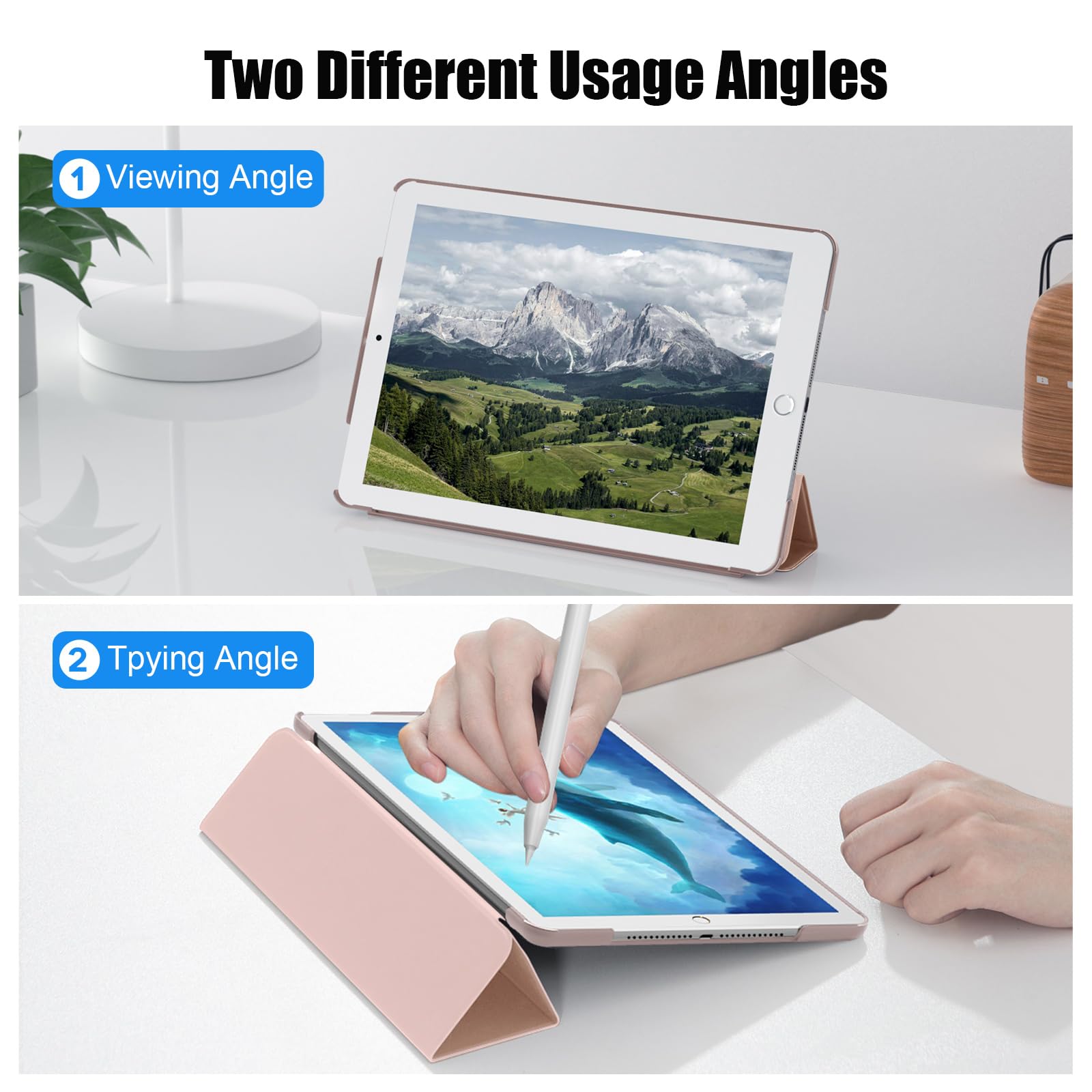 SUPFINE for 10.2 Inch iPad 9th Generation Case 2021, with [ Glass Screen Protector ]/ iPad 8th/7th Generation Case 2020/2019, Slim Stand Translucent Back Shell Cover, Black