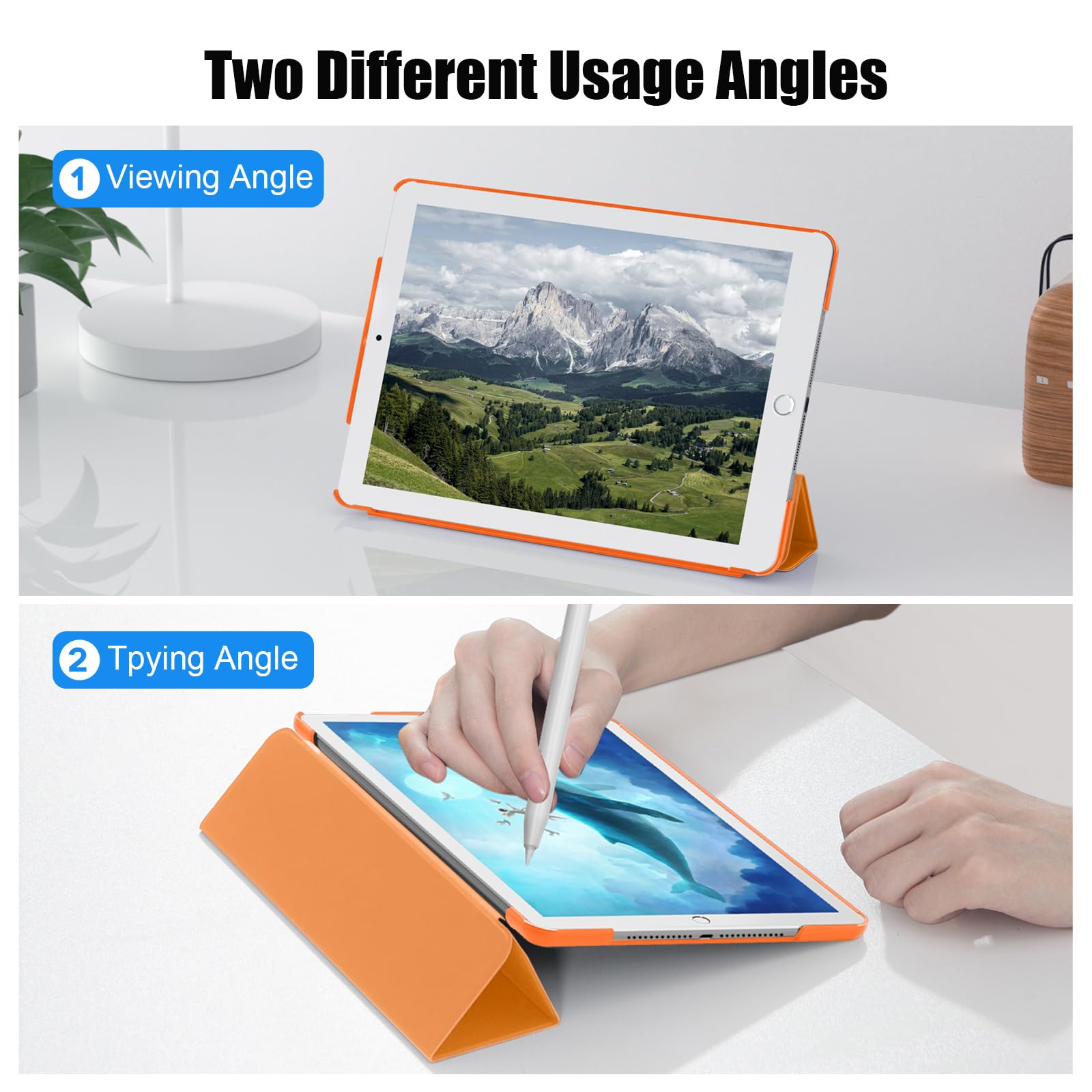 SUPFINE for 10.2 Inch iPad 9th Generation Case 2021, with [ Glass Screen Protector ]/ iPad 8th/7th Generation Case 2020/2019, Slim Stand Translucent Back Shell Cover, Black