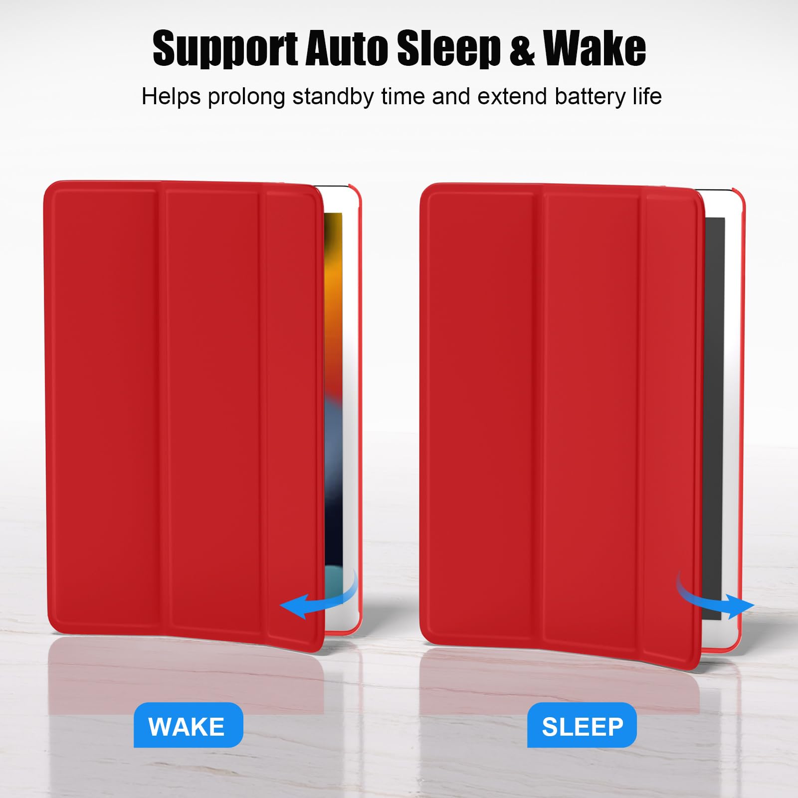 SUPFINE for 10.2 Inch iPad 9th Generation Case 2021, with [ Glass Screen Protector ]/ iPad 8th/7th Generation Case 2020/2019, Slim Stand Translucent Back Shell Cover, Black