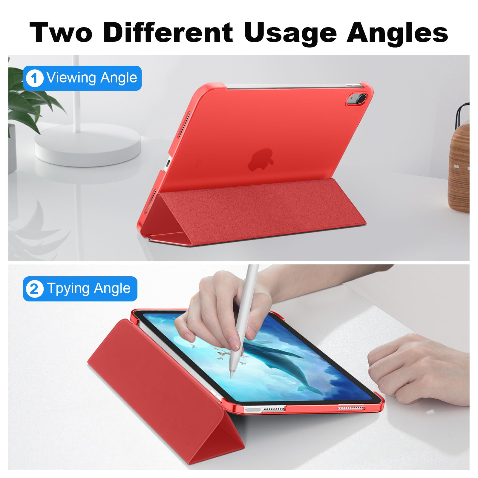 SUPFINE for iPad (A16) 11th Generation Case 11 inch 2025 & iPad 10th Generation Case 10.9 inch 2022, Slim Stand Hard PC Translucent Back Shell Cover (Support Touch ID, Auto Wake/Sleep), Black