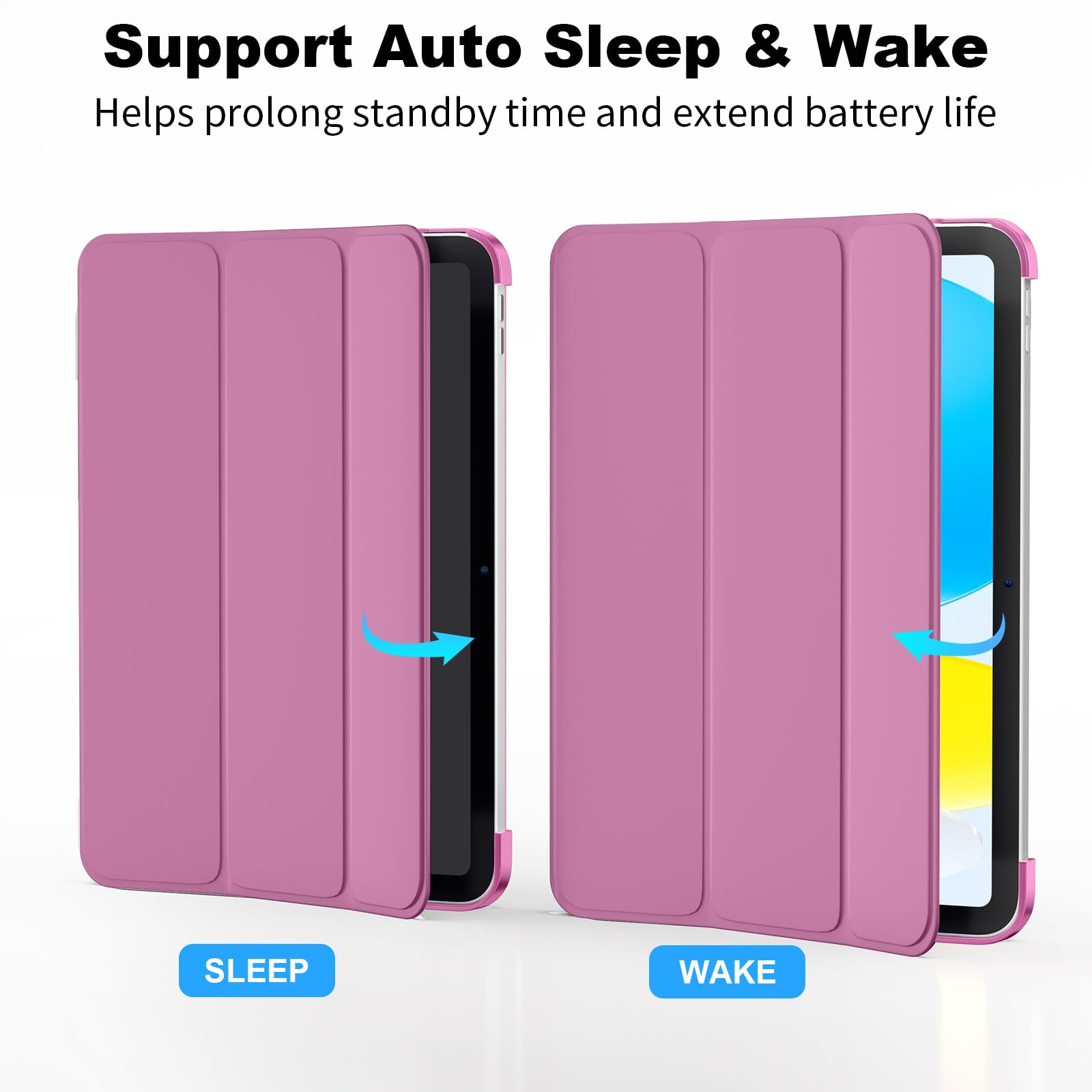 SUPFINE for iPad (A16) 11th Generation Case 11 inch 2025 & iPad 10th Generation Case 10.9 inch 2022, Slim Stand Hard PC Translucent Back Shell Cover (Support Touch ID, Auto Wake/Sleep), Black