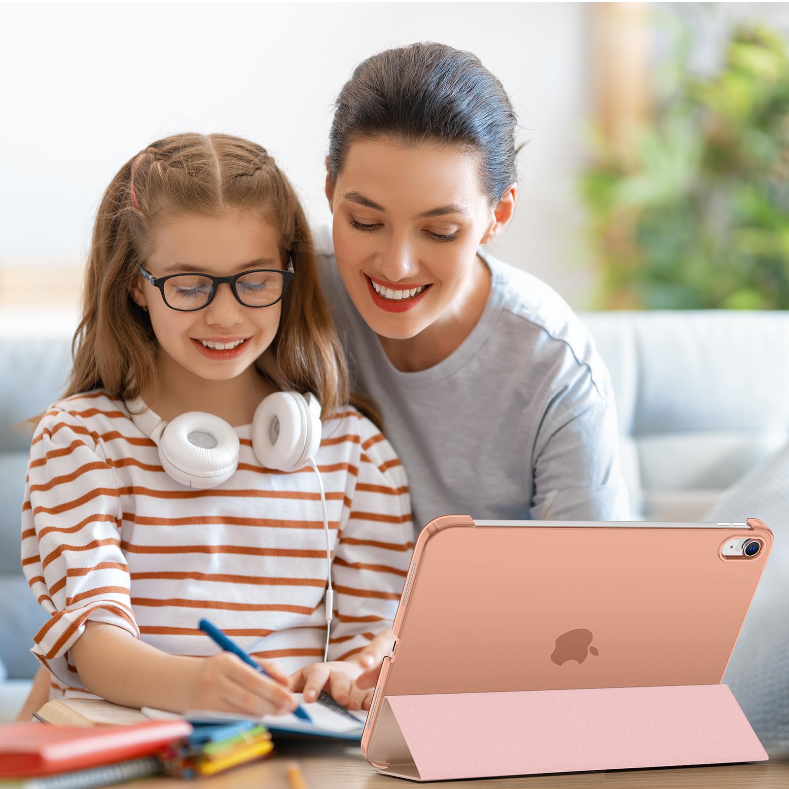 SUPFINE for iPad (A16) 11th Generation Case 11 inch 2025 & iPad 10th Generation Case 10.9 inch 2022, Slim Stand Hard PC Translucent Back Shell Cover (Support Touch ID, Auto Wake/Sleep), Black