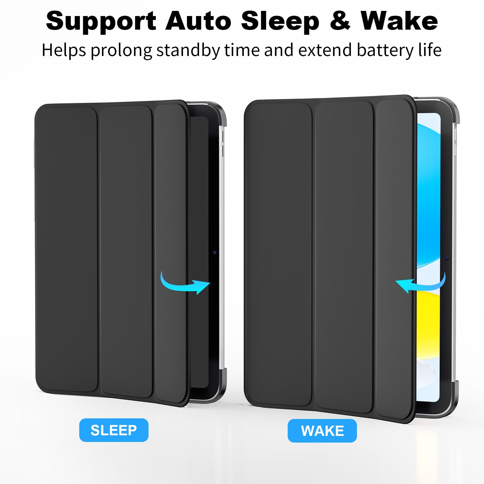 SUPFINE for iPad (A16) 11th Generation Case 11 inch 2025 & iPad 10th Generation Case 10.9 inch 2022, Slim Stand Hard PC Translucent Back Shell Cover (Support Touch ID, Auto Wake/Sleep), Black