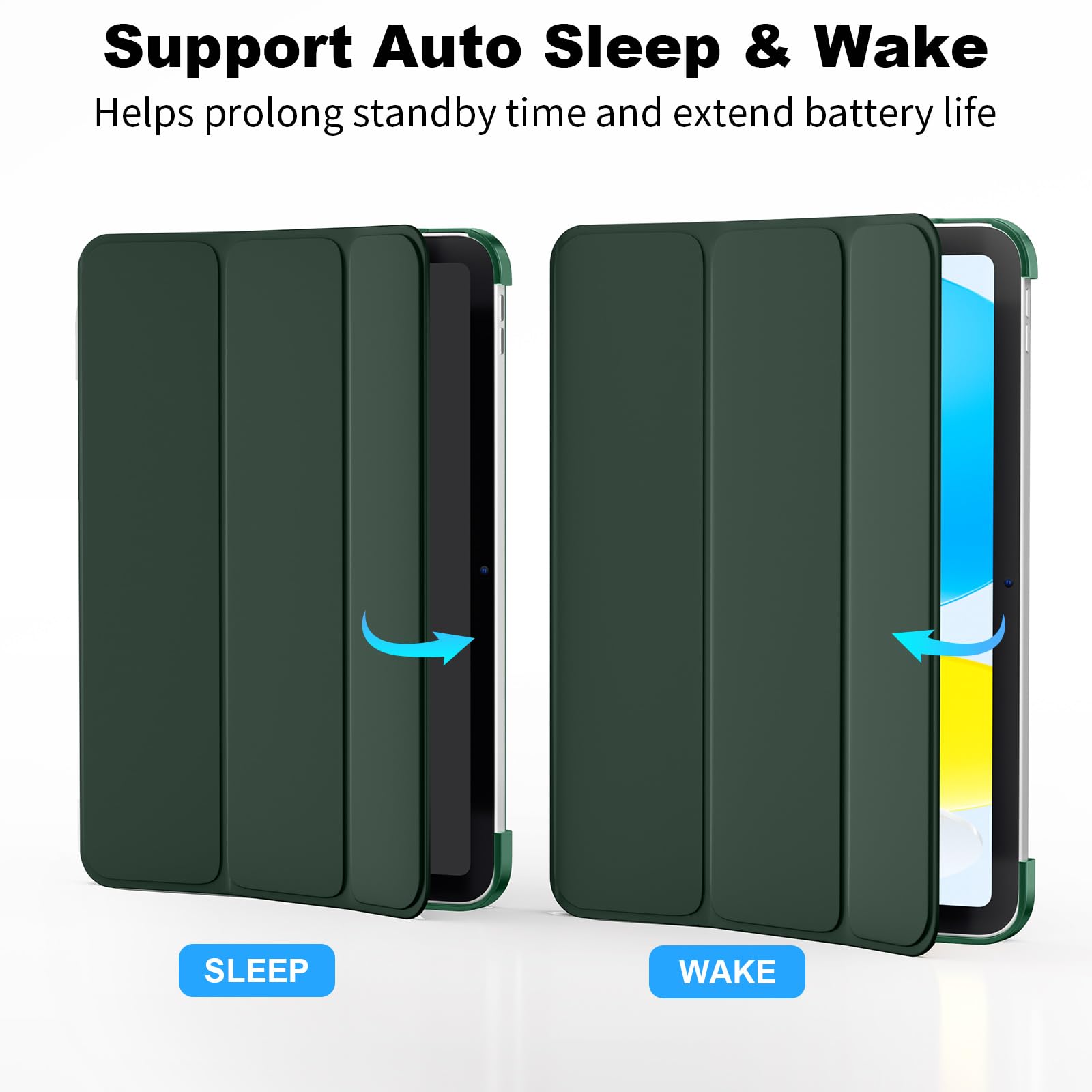 SUPFINE for iPad (A16) 11th Generation Case 11 inch 2025 & iPad 10th Generation Case 10.9 inch 2022, Slim Stand Hard PC Translucent Back Shell Cover (Support Touch ID, Auto Wake/Sleep), Black