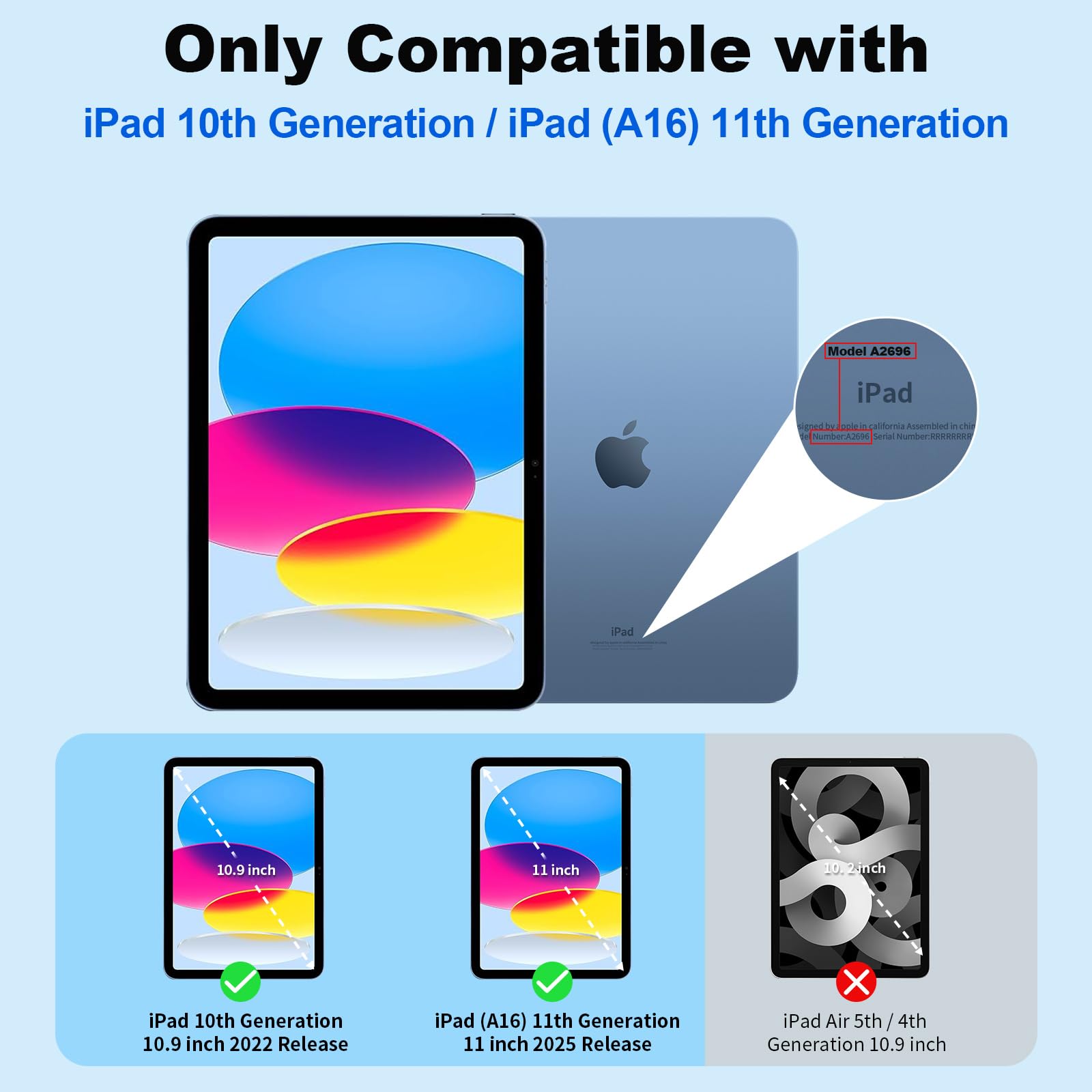 SUPFINE for iPad (A16) 11th Generation Case 11 inch 2025 & iPad 10th Generation Case 10.9 inch 2022, Slim Stand Hard PC Translucent Back Shell Cover (Support Touch ID, Auto Wake/Sleep), Black