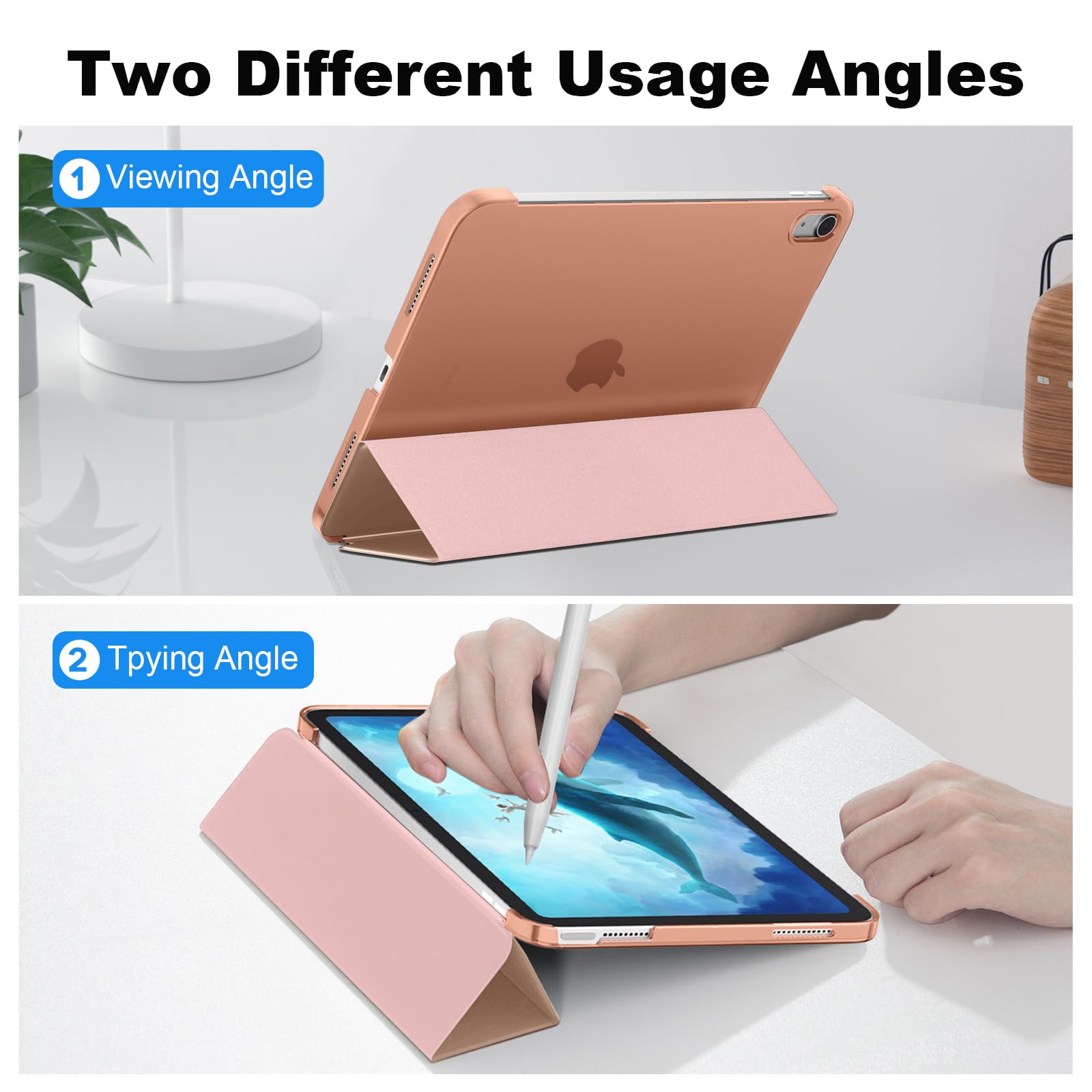 SUPFINE for iPad (A16) 11th Generation Case 11 inch 2025 & iPad 10th Generation Case 10.9 inch 2022, Slim Stand Hard PC Translucent Back Shell Cover (Support Touch ID, Auto Wake/Sleep), Black