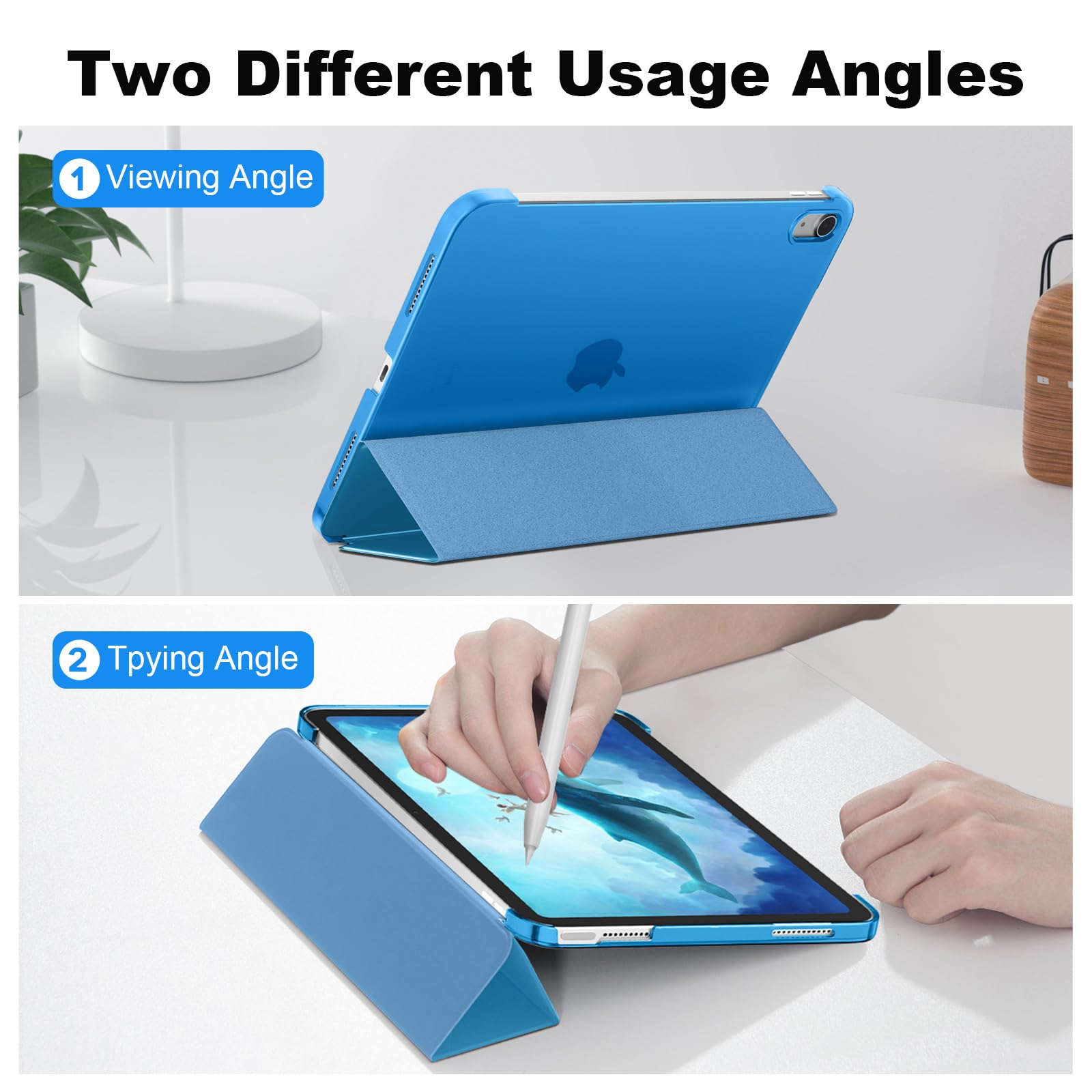 SUPFINE for iPad (A16) 11th Generation Case 11 inch 2025 & iPad 10th Generation Case 10.9 inch 2022, Slim Stand Hard PC Translucent Back Shell Cover (Support Touch ID, Auto Wake/Sleep), Black