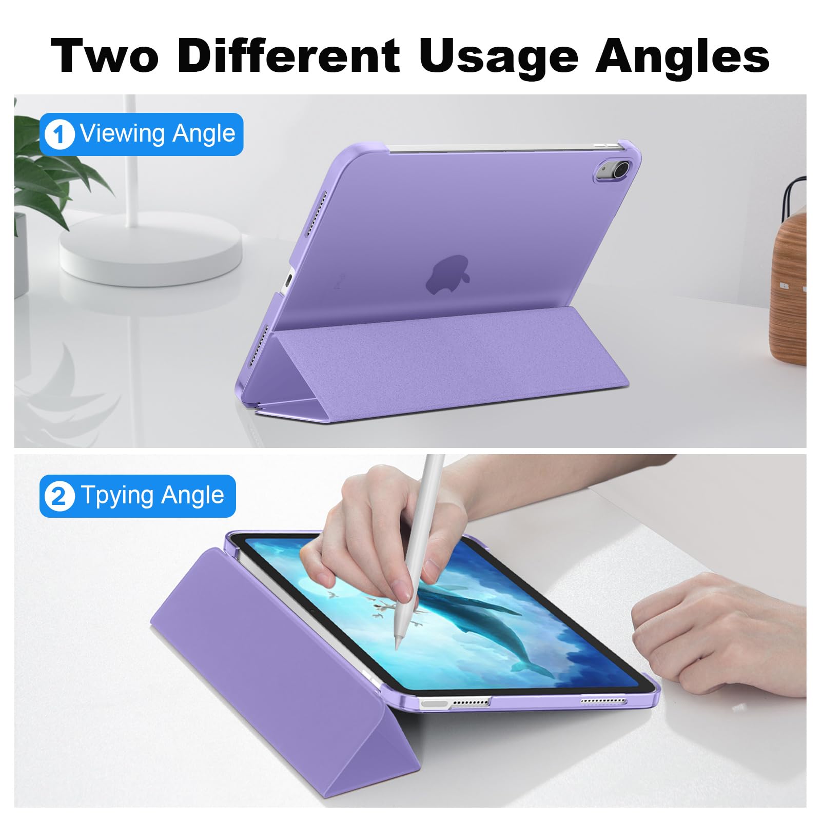 SUPFINE for iPad (A16) 11th Generation Case 11 inch 2025 & iPad 10th Generation Case 10.9 inch 2022, Slim Stand Hard PC Translucent Back Shell Cover (Support Touch ID, Auto Wake/Sleep), Black