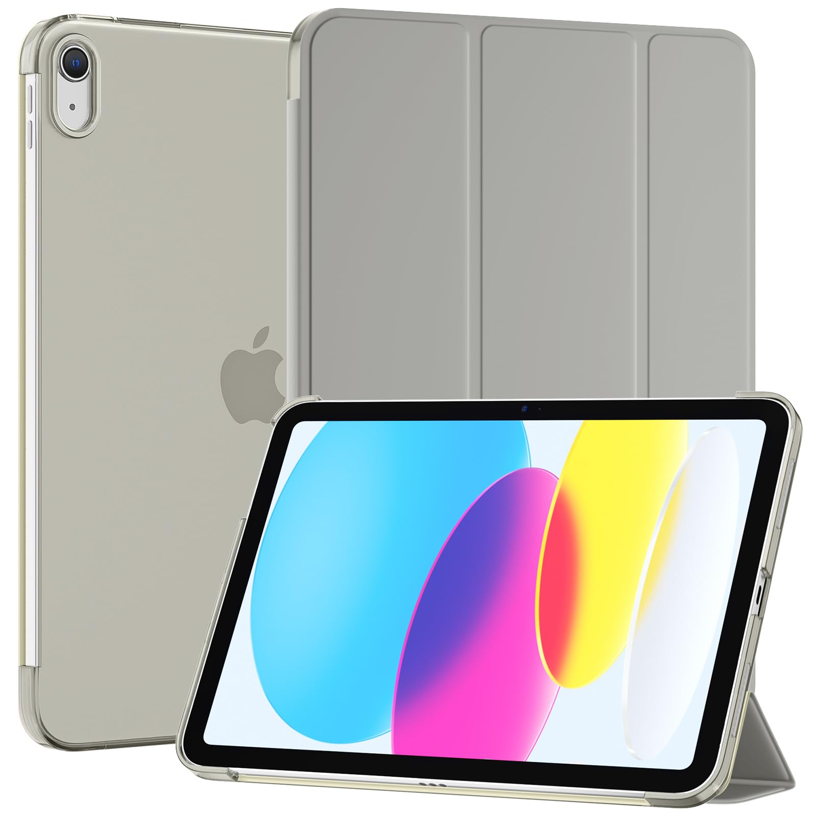 SUPFINE for iPad (A16) 11th Generation Case 11 inch 2025 & iPad 10th Generation Case 10.9 inch 2022, Slim Stand Hard PC Translucent Back Shell Cover (Support Touch ID, Auto Wake/Sleep), Black