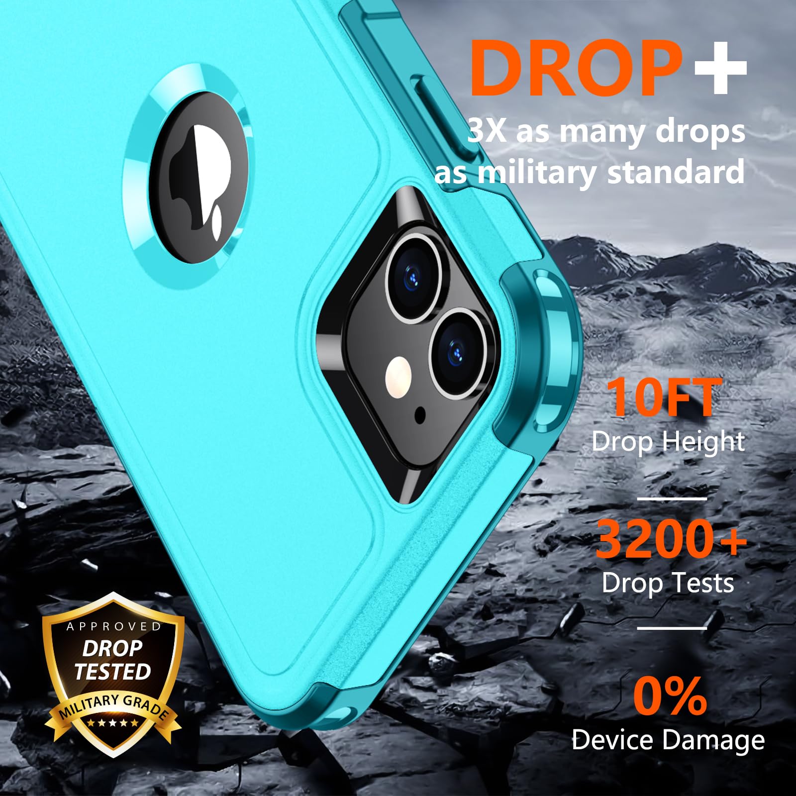 SUPFINE for iPhone 11 Case, [10 FT Military Dropproof] [Dual Layer Structure Protection] Non-Slip Heavy Duty Shockproof Phone Case,Black