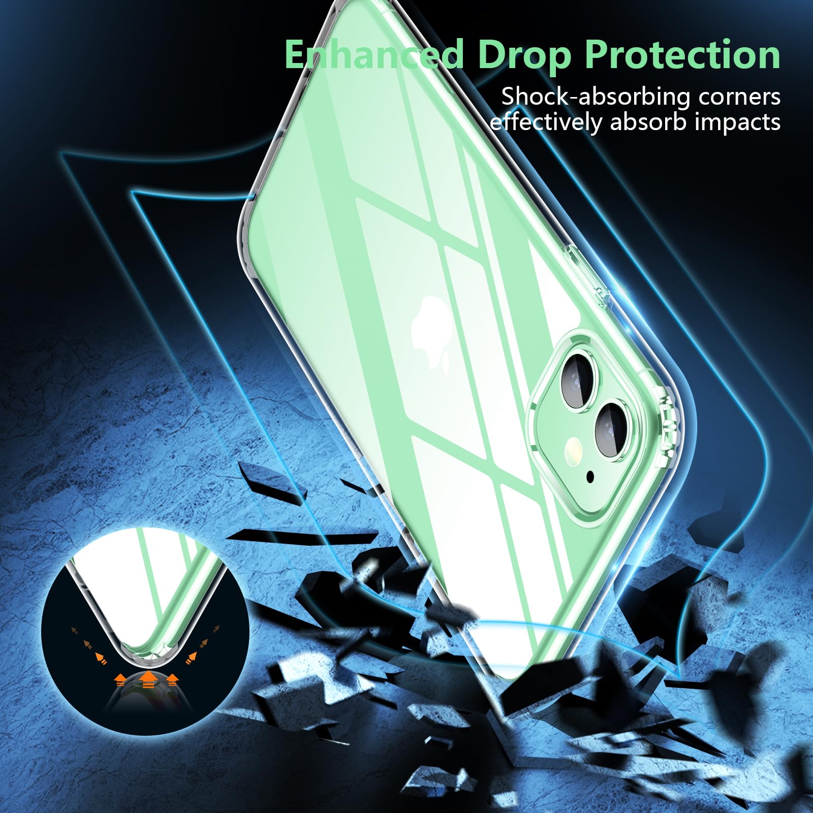 SUPFINE for iPhone 11 Case, [10 FT Military Dropproof] [Dual Layer Structure Protection] Non-Slip Heavy Duty Shockproof Phone Case,Black