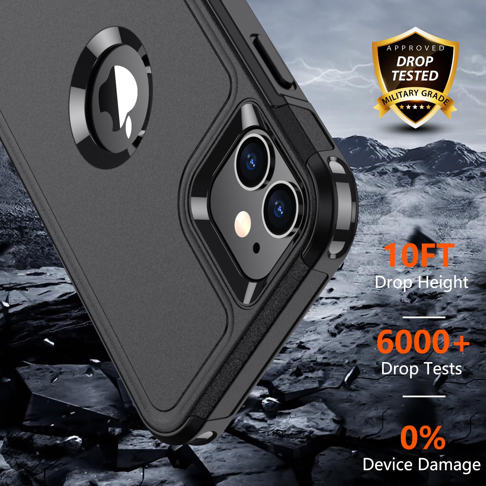 SUPFINE for iPhone 11 Case, [10 FT Military Dropproof] [Dual Layer Structure Protection] Non-Slip Heavy Duty Shockproof Phone Case,Black