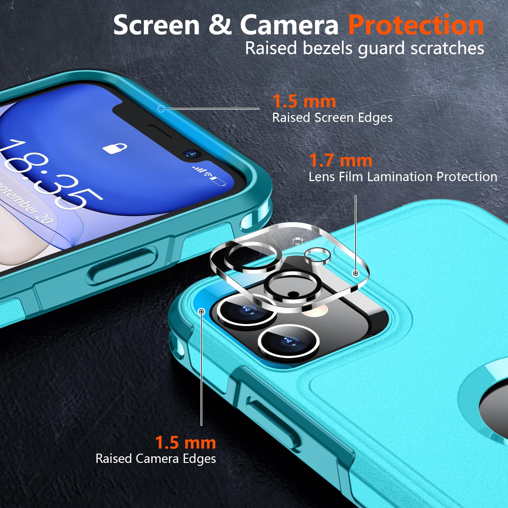 SUPFINE for iPhone 11 Case, [10 FT Military Dropproof] [Dual Layer Structure Protection] Non-Slip Heavy Duty Shockproof Phone Case,Black