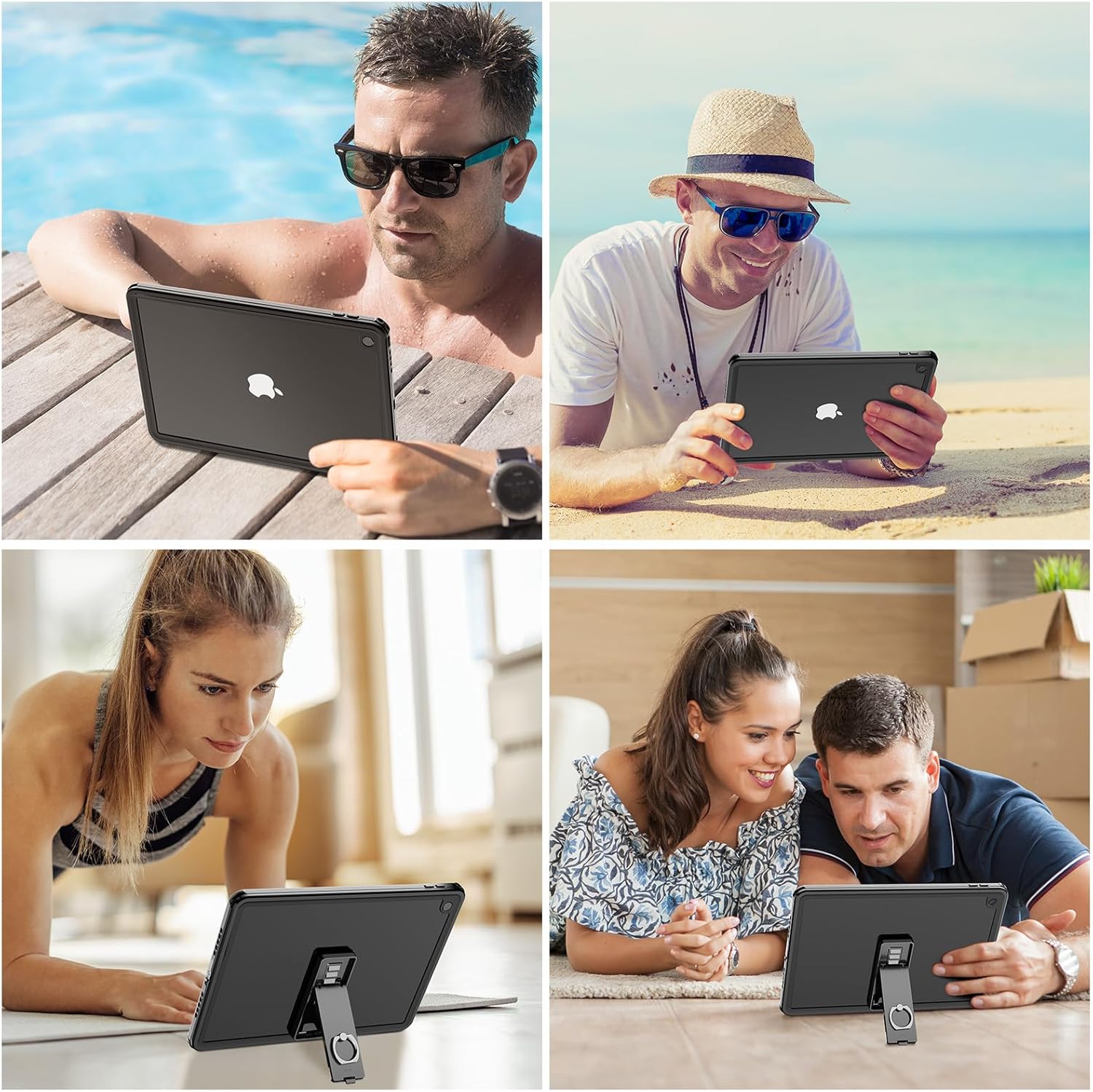 SUPFINE for Waterproof iPad 9th Generation Case, [Built-in Screen Protector] [IP68 Waterproof] Full Body Rugged Shockproof Protective Cover for 10.2 inch iPad 9th/8th/7th(2021/2020/2019), Black/Clear