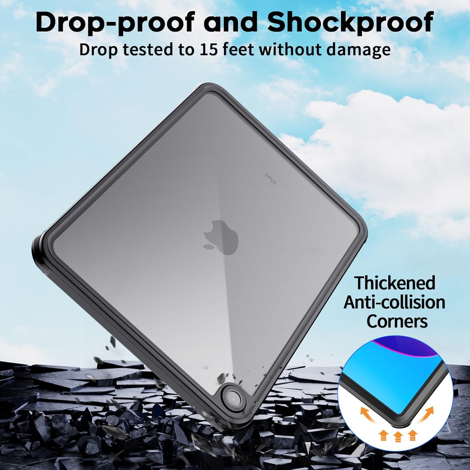 Waterproof iPad (A16) 11th Generation Case & iPad 10th Generation Case, [Built-in Screen Protector] [IP68 Waterproof] Full Body Rugged Shockproof Protective Cover, Black/Clear