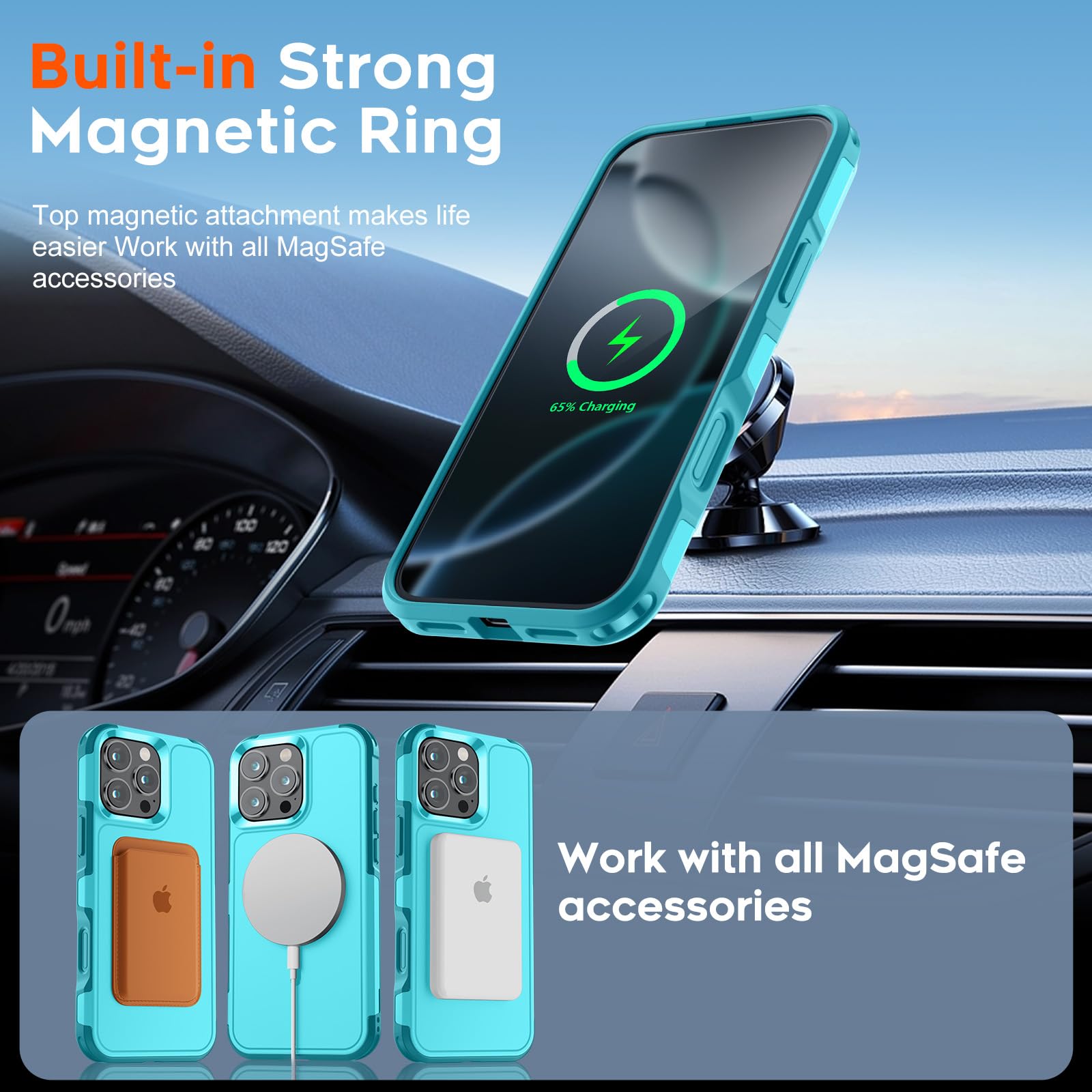 SUPFINE Magnetic for iPhone 12 Pro Max Case, [Compatible with MagSafe][10 FT Military Grade Drop Protection] [Dual Layer Structure Protection] Heavy Duty Full-Body Shockproof Phone Case, Black