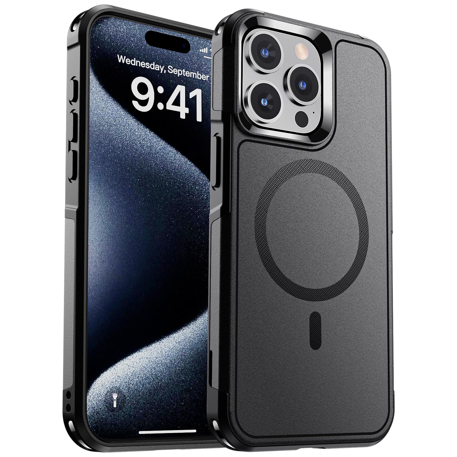 SUPFINE Magnetic for iPhone 12 Pro Max Case, [Compatible with MagSafe][10 FT Military Grade Drop Protection] [Dual Layer Structure Protection] Heavy Duty Full-Body Shockproof Phone Case, Black