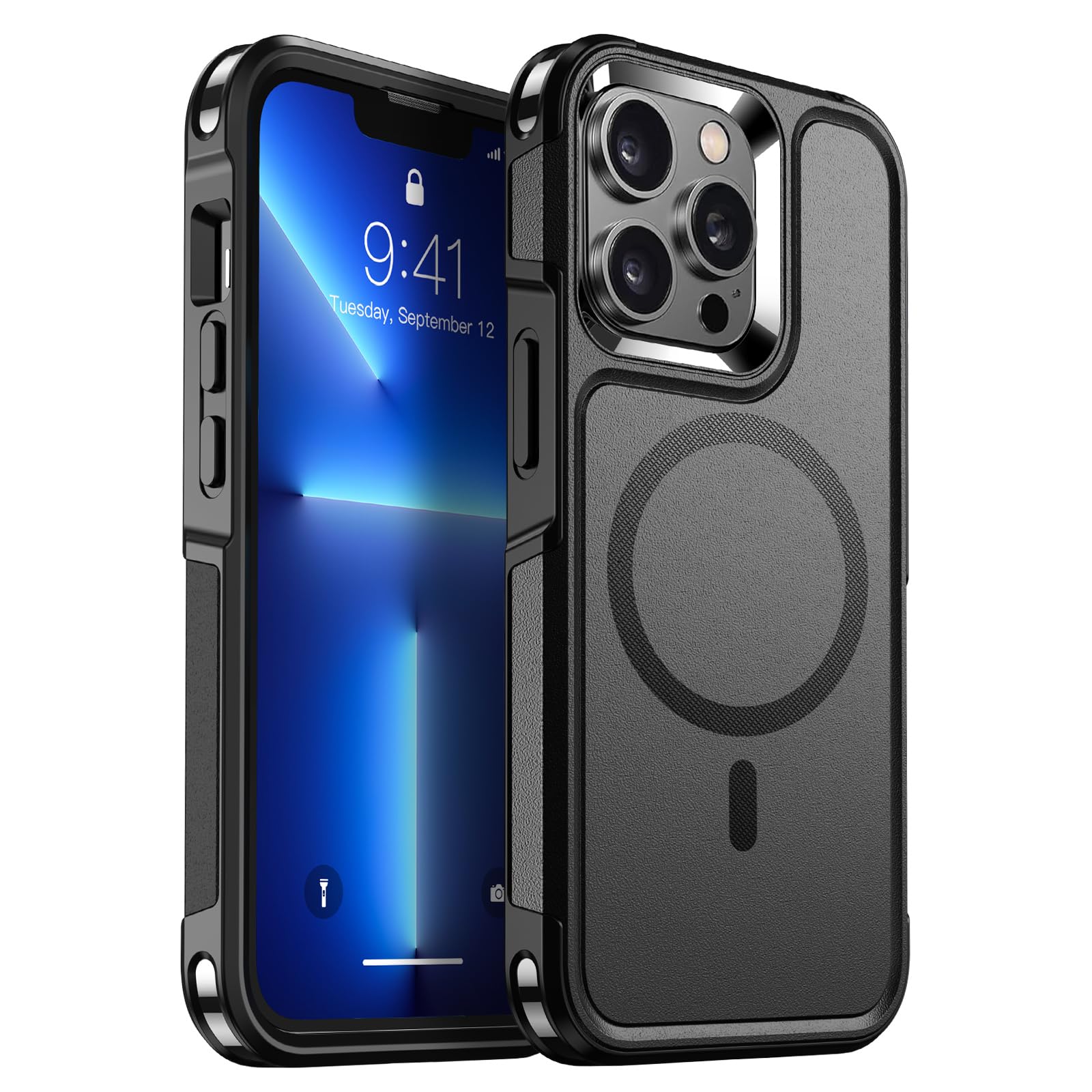 SUPFINE Magnetic for iPhone 12 Pro Max Case, [Compatible with MagSafe][10 FT Military Grade Drop Protection] [Dual Layer Structure Protection] Heavy Duty Full-Body Shockproof Phone Case, Black