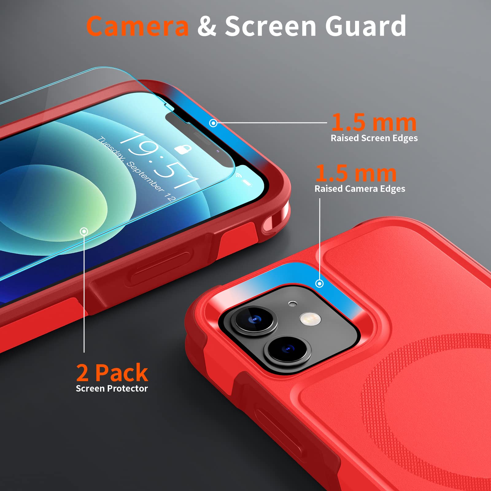 SUPFINE Magnetic for iPhone 12 Pro Max Case, [Compatible with MagSafe][10 FT Military Grade Drop Protection] [Dual Layer Structure Protection] Heavy Duty Full-Body Shockproof Phone Case, Black