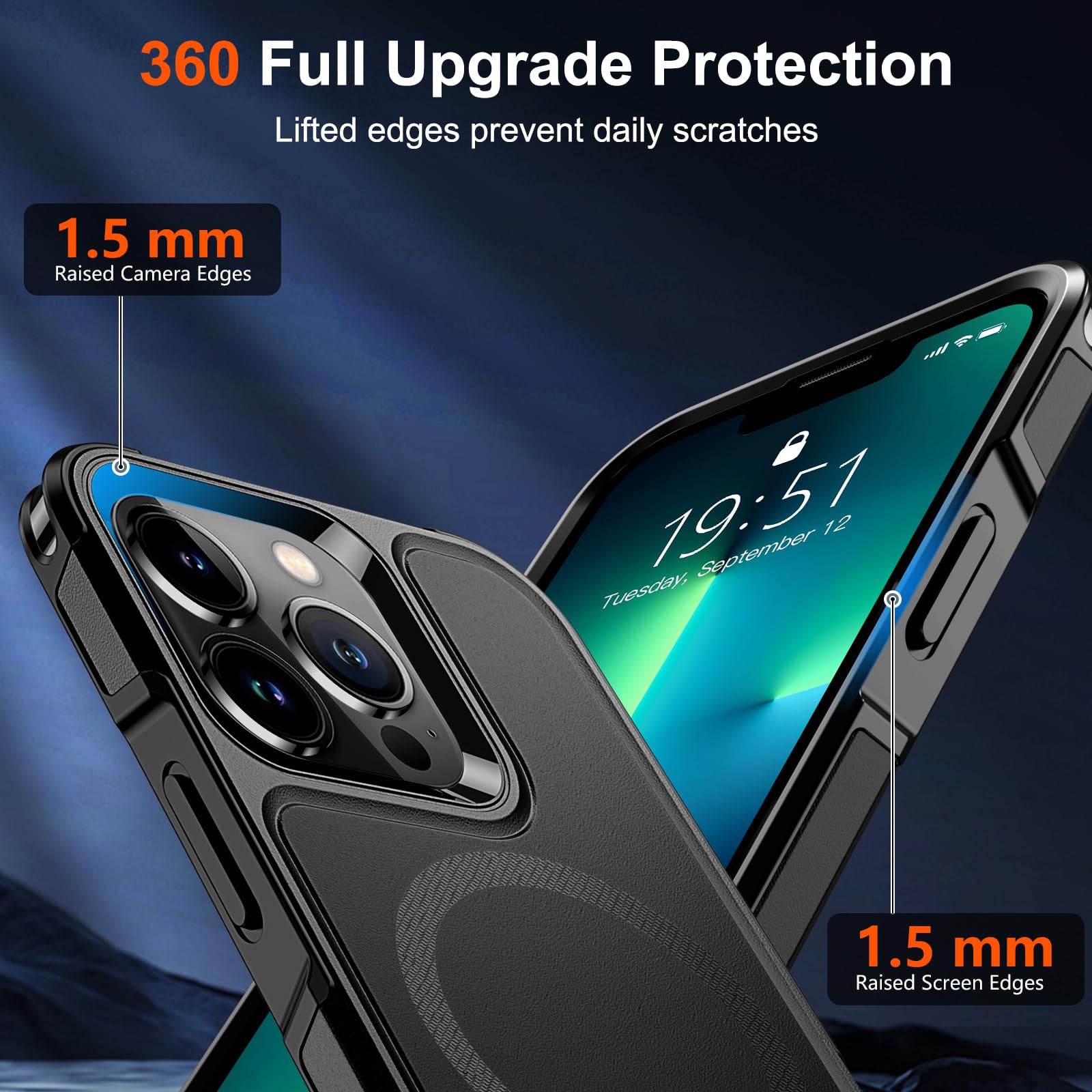 SUPFINE Magnetic for iPhone 12 Pro Max Case, [Compatible with MagSafe][10 FT Military Grade Drop Protection] [Dual Layer Structure Protection] Heavy Duty Full-Body Shockproof Phone Case, Black