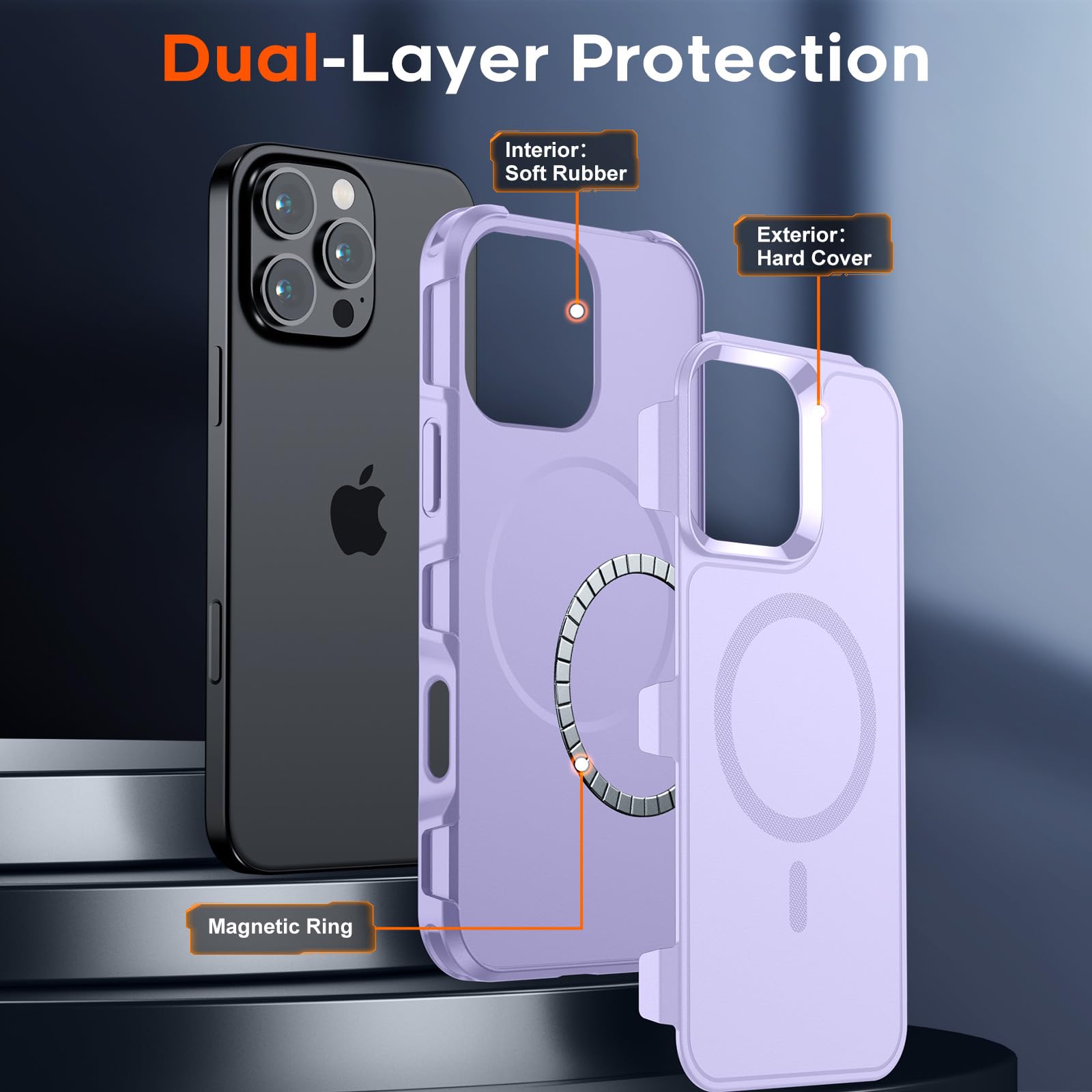 SUPFINE Magnetic for iPhone 12 Pro Max Case, [Compatible with MagSafe][10 FT Military Grade Drop Protection] [Dual Layer Structure Protection] Heavy Duty Full-Body Shockproof Phone Case, Black