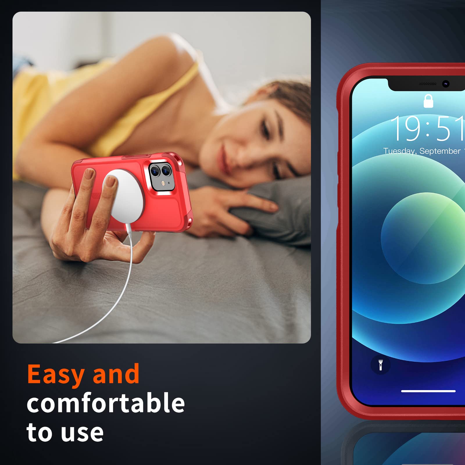 SUPFINE Magnetic for iPhone 12 Pro Max Case, [Compatible with MagSafe][10 FT Military Grade Drop Protection] [Dual Layer Structure Protection] Heavy Duty Full-Body Shockproof Phone Case, Black