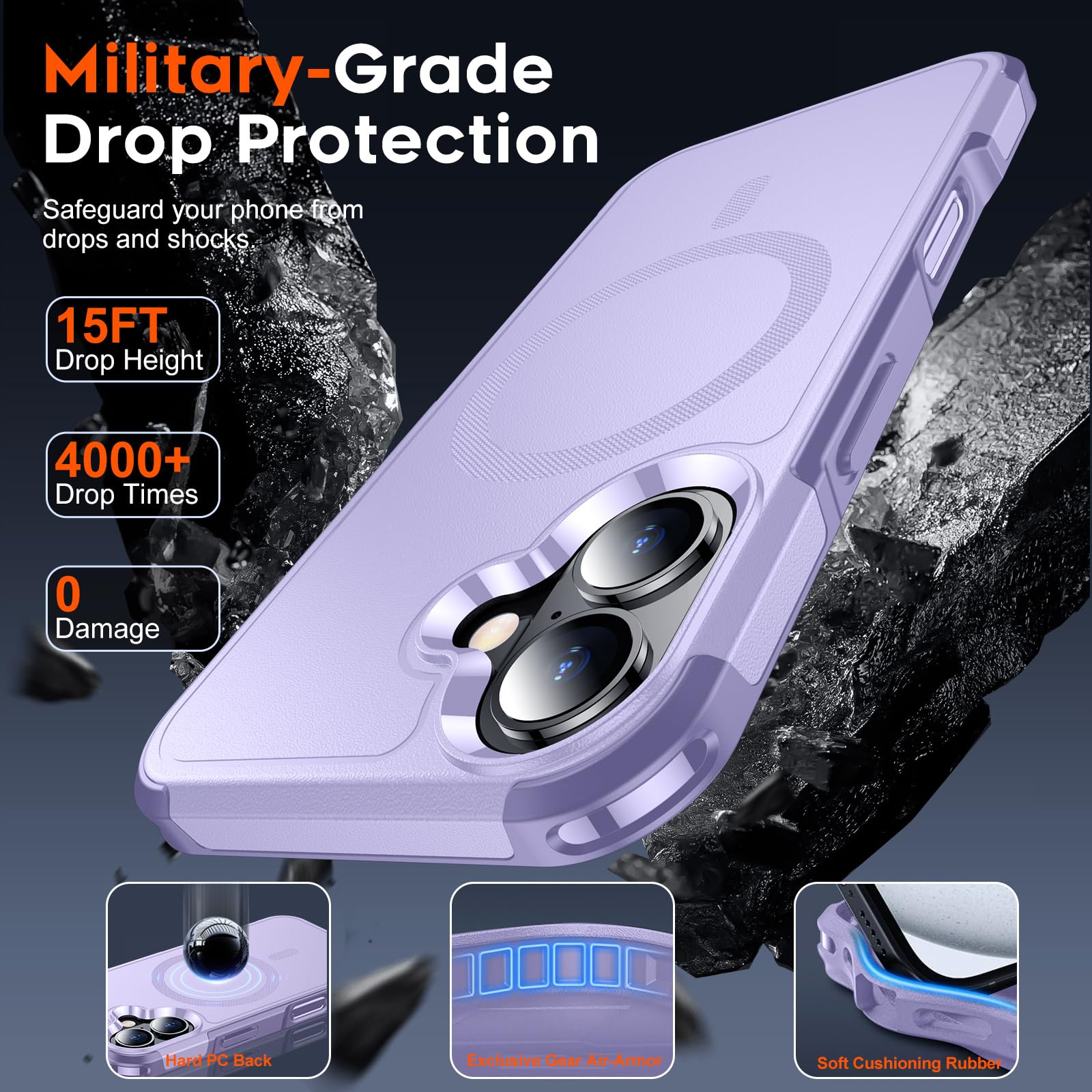 SUPFINE Magnetic for iPhone 12 Pro Max Case, [Compatible with MagSafe][10 FT Military Grade Drop Protection] [Dual Layer Structure Protection] Heavy Duty Full-Body Shockproof Phone Case, Black