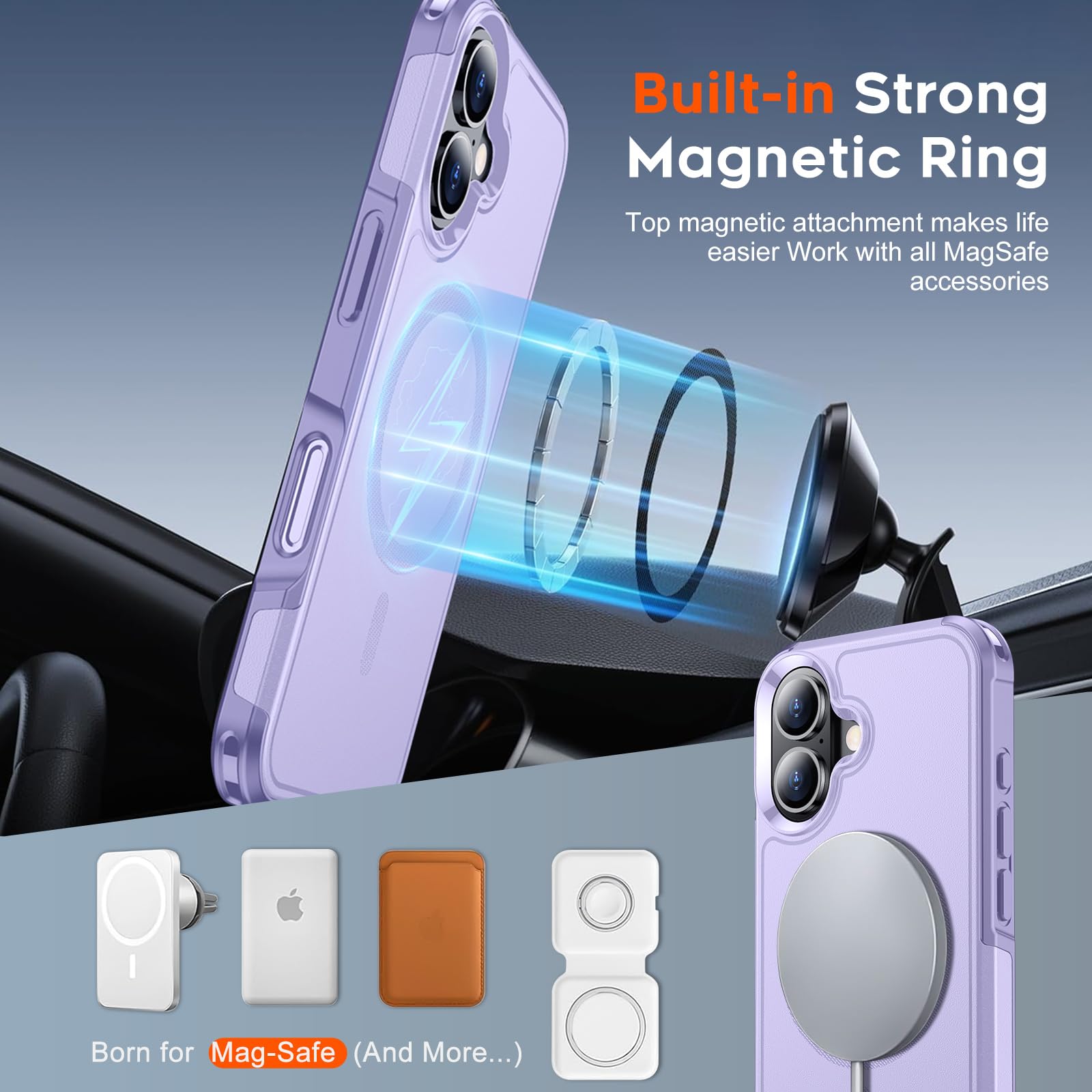 SUPFINE Magnetic for iPhone 12 Pro Max Case, [Compatible with MagSafe][10 FT Military Grade Drop Protection] [Dual Layer Structure Protection] Heavy Duty Full-Body Shockproof Phone Case, Black