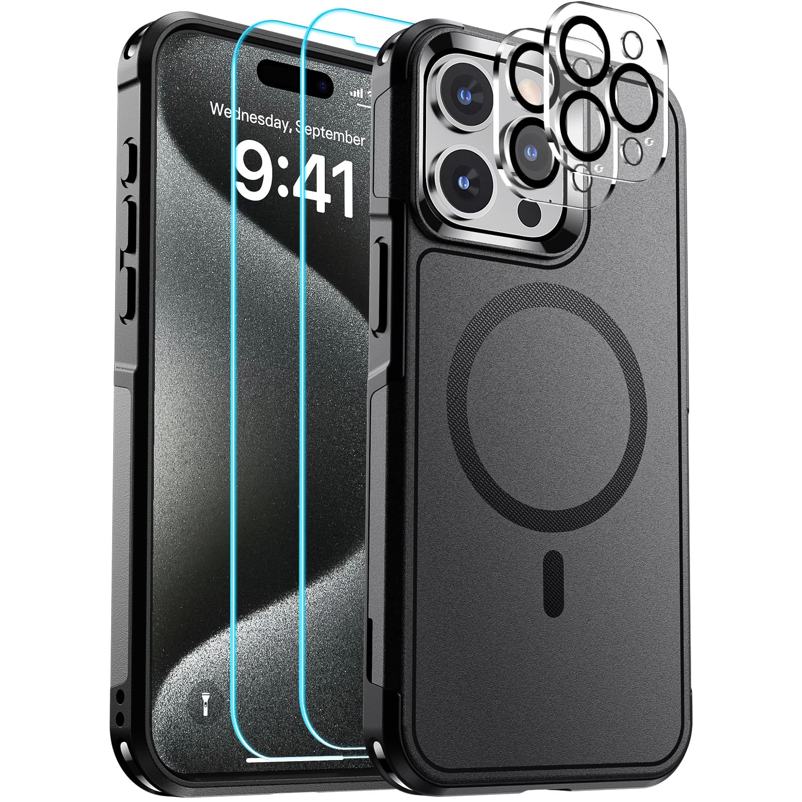 SUPFINE Magnetic for iPhone 12 Pro Max Case, [Compatible with MagSafe][10 FT Military Grade Drop Protection] [Dual Layer Structure Protection] Heavy Duty Full-Body Shockproof Phone Case, Black